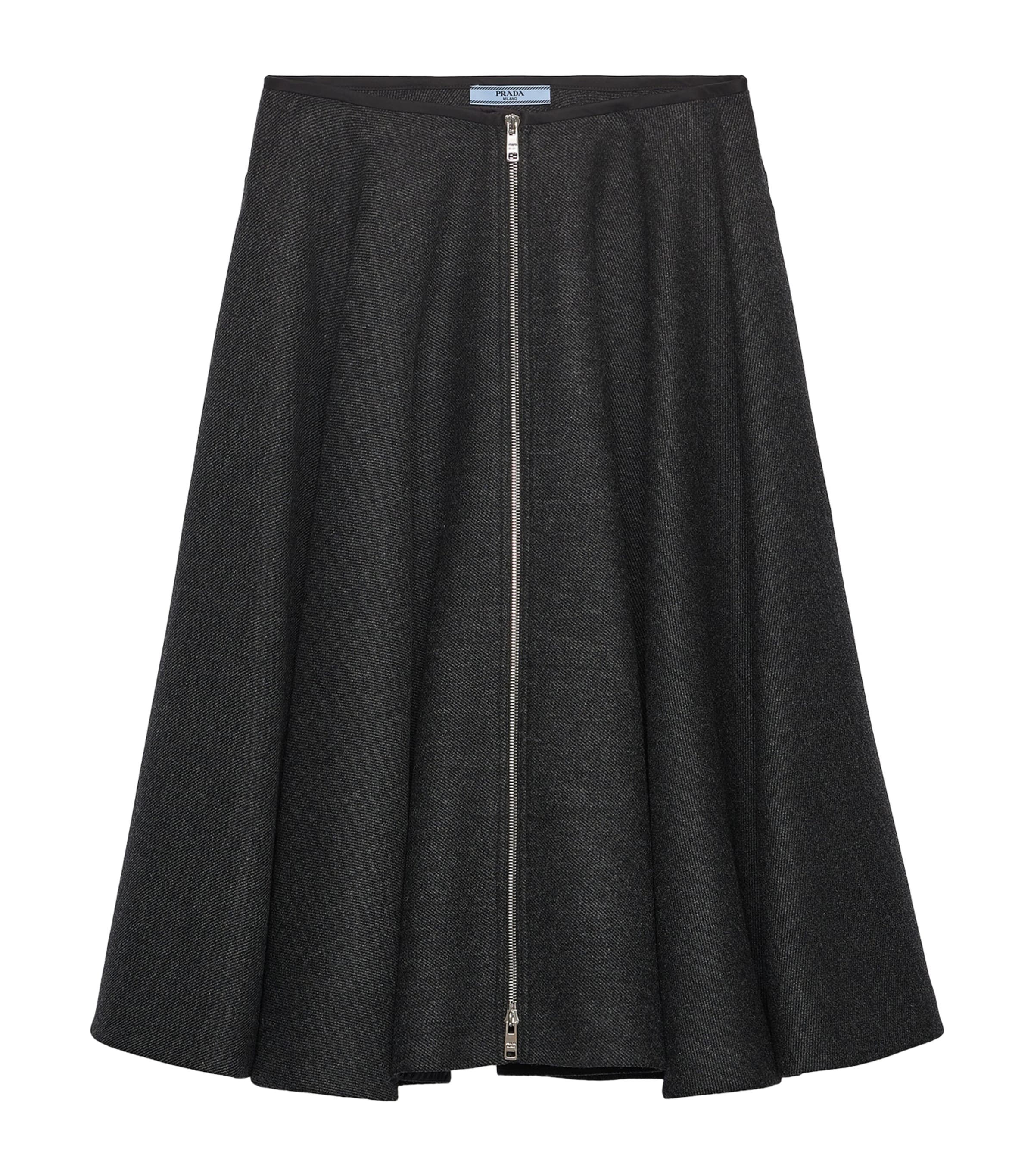 Prada Womens Wool Midi Skirt Grey Image 1