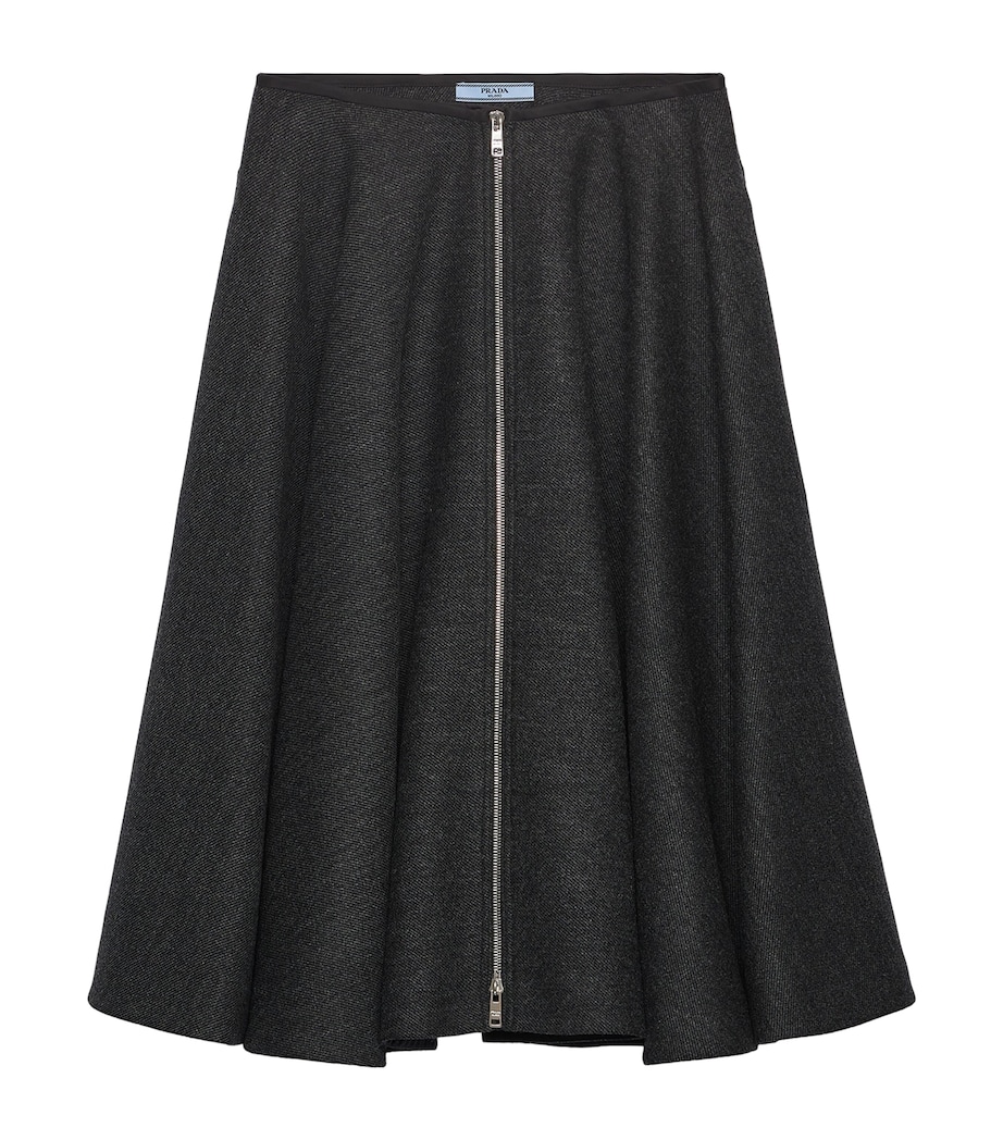Prada Womens Wool Midi Skirt Grey Image 1