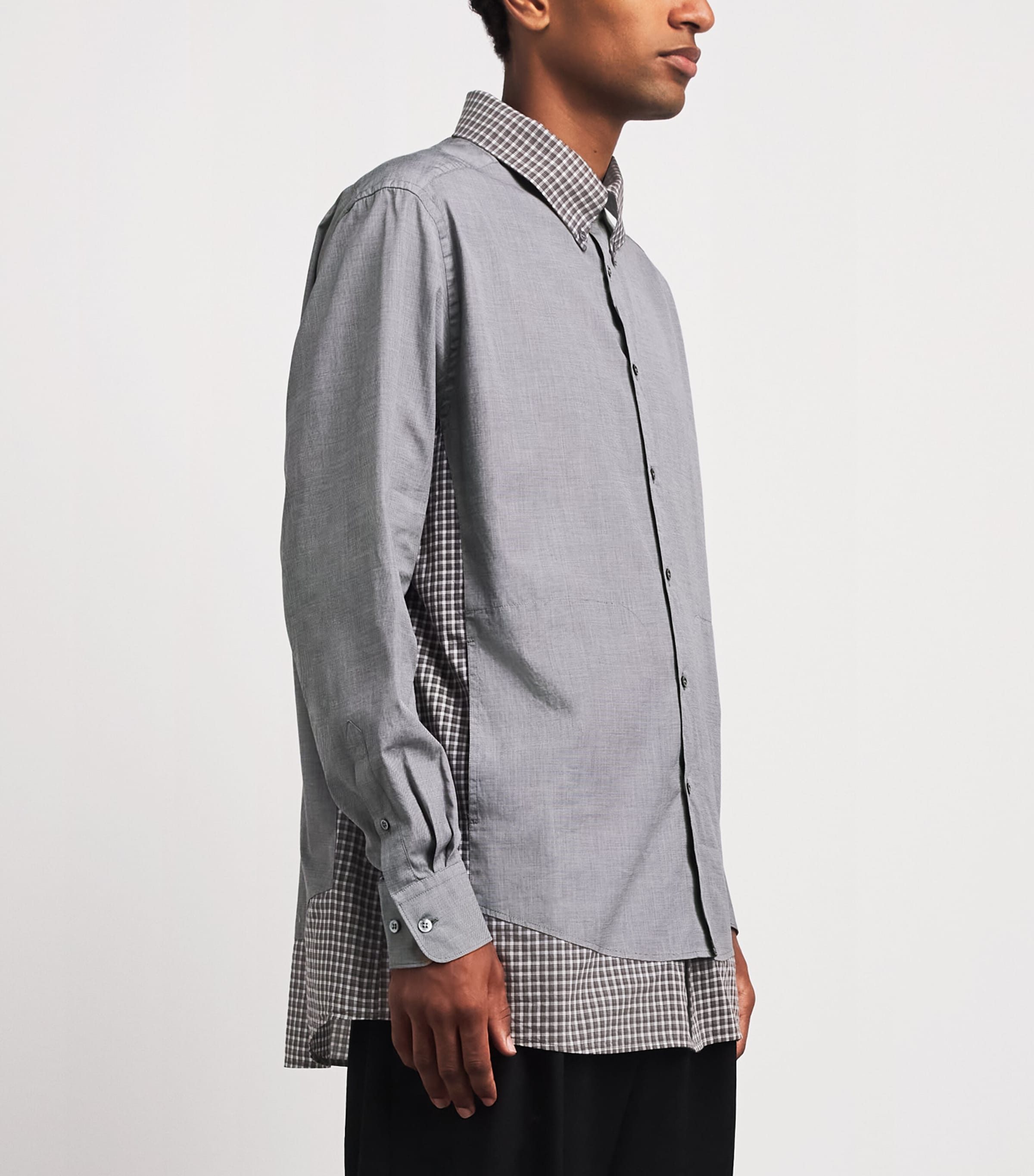 Maison Margiela Mens Double Check Shirt Grey/ Brn Chk Image 4