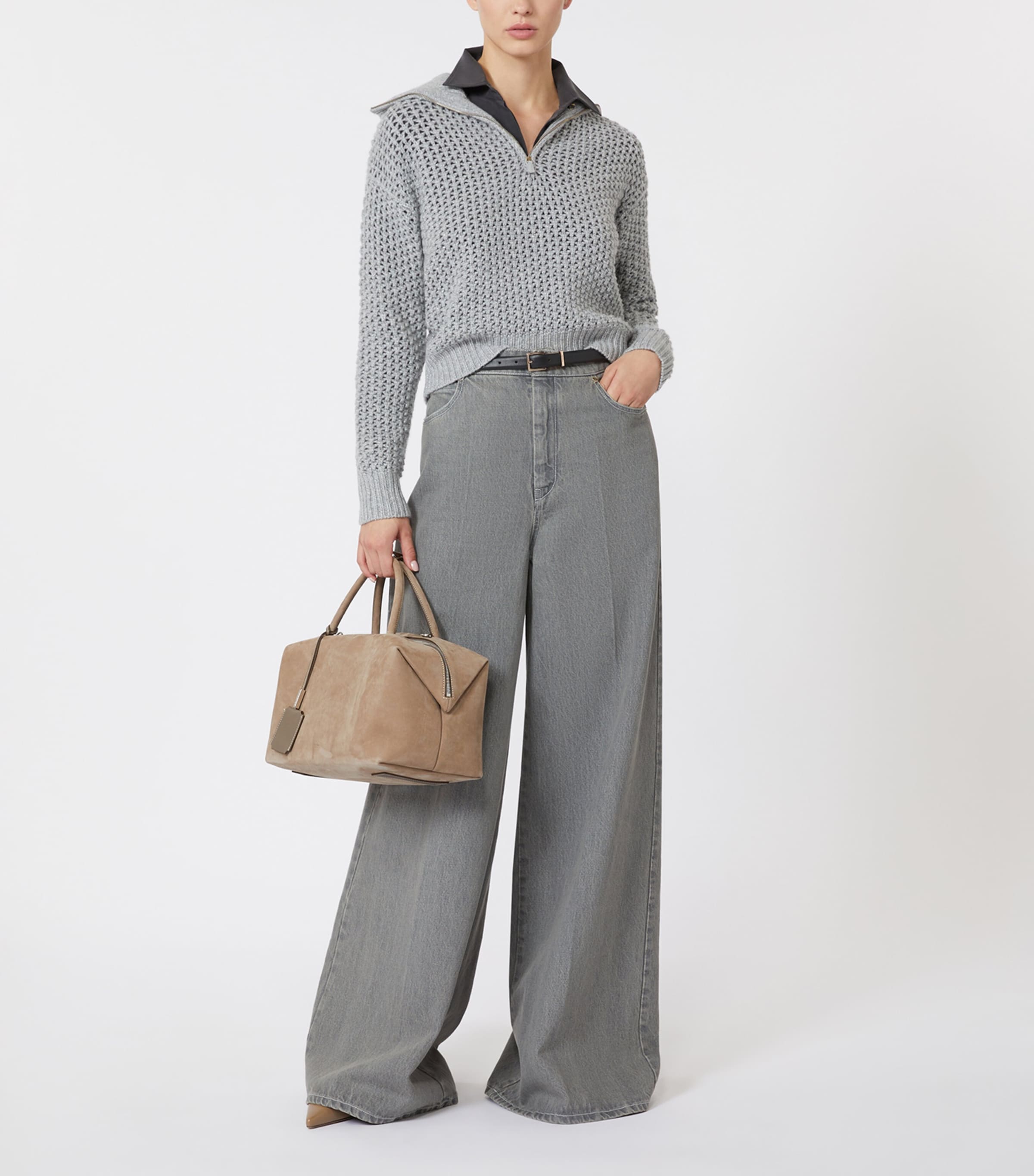 Wool-Blend Half-Zip Sweater LIGHT GREY Image 2