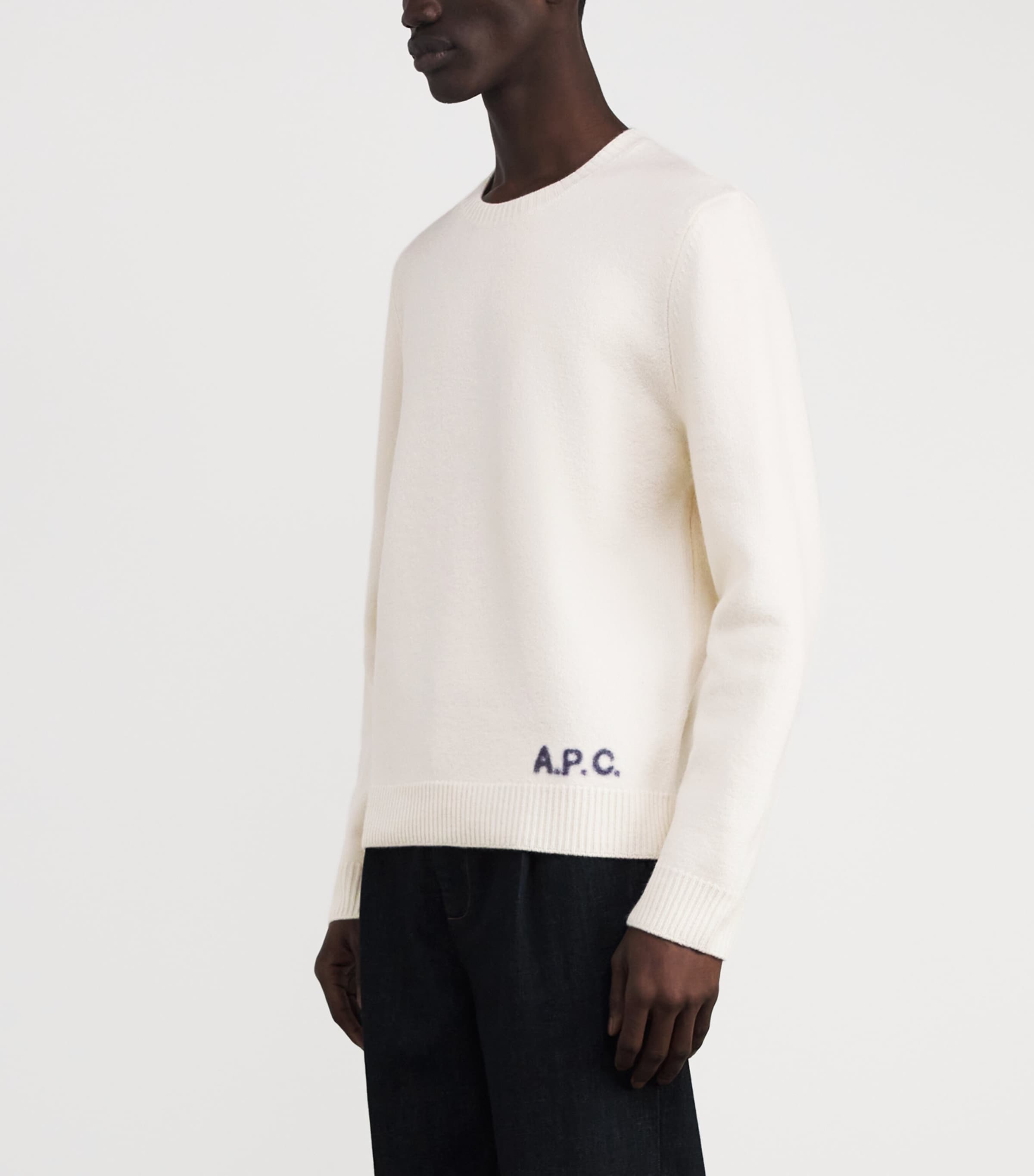 Merino Wool Edward Logo Sweater AAD - ECRU Image 3