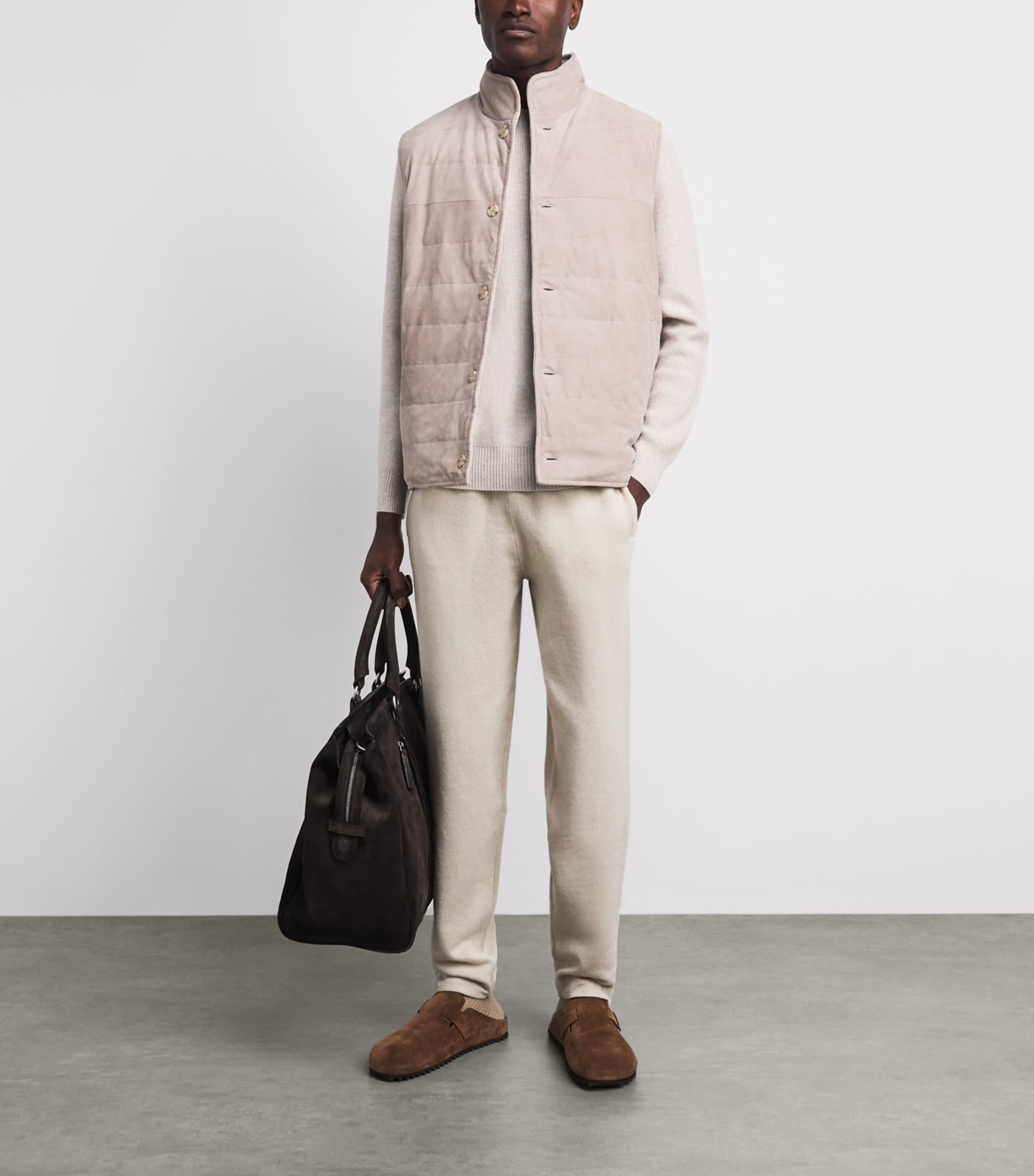 N.Peal Mens Organic Cashmere Sweater Pebble Greyorg Image 2