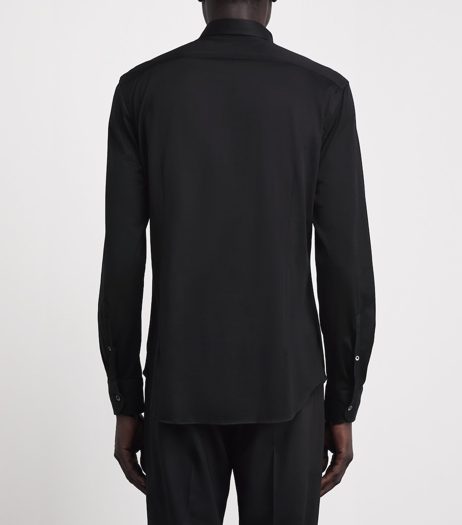 Corneliani Mens Cotton Jersey Shirt Black Image 5