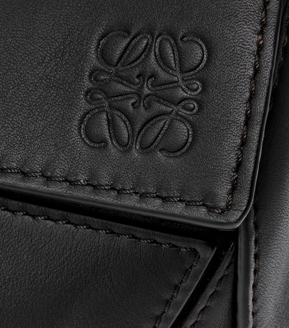 LOEWE Small Leather Woven Top-Handle Bag Black Image 10