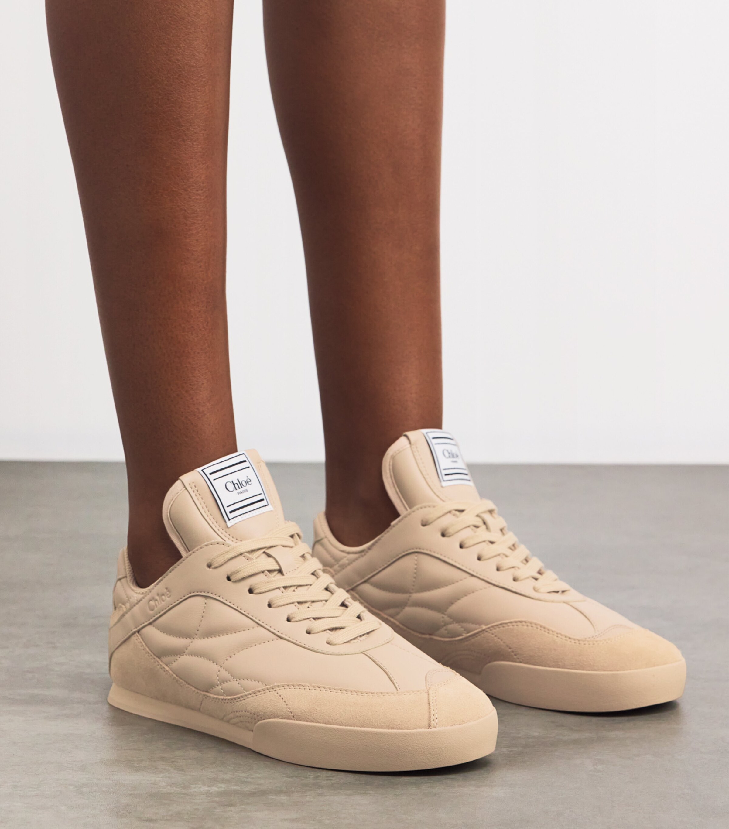 Chloé Leather Kick Low-Top Sneakers White Image 2