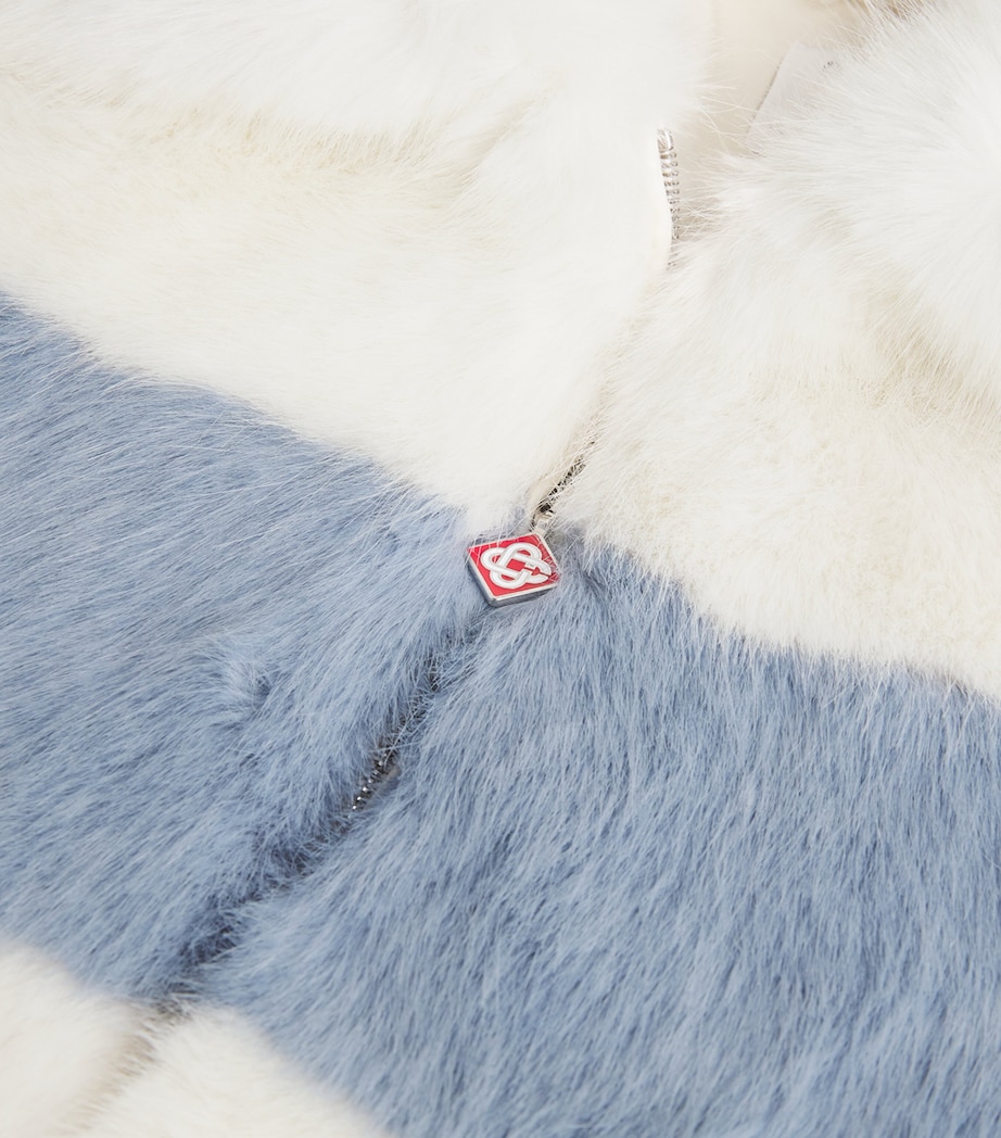 Faux Fur Contrast Coat WHITE Image 4