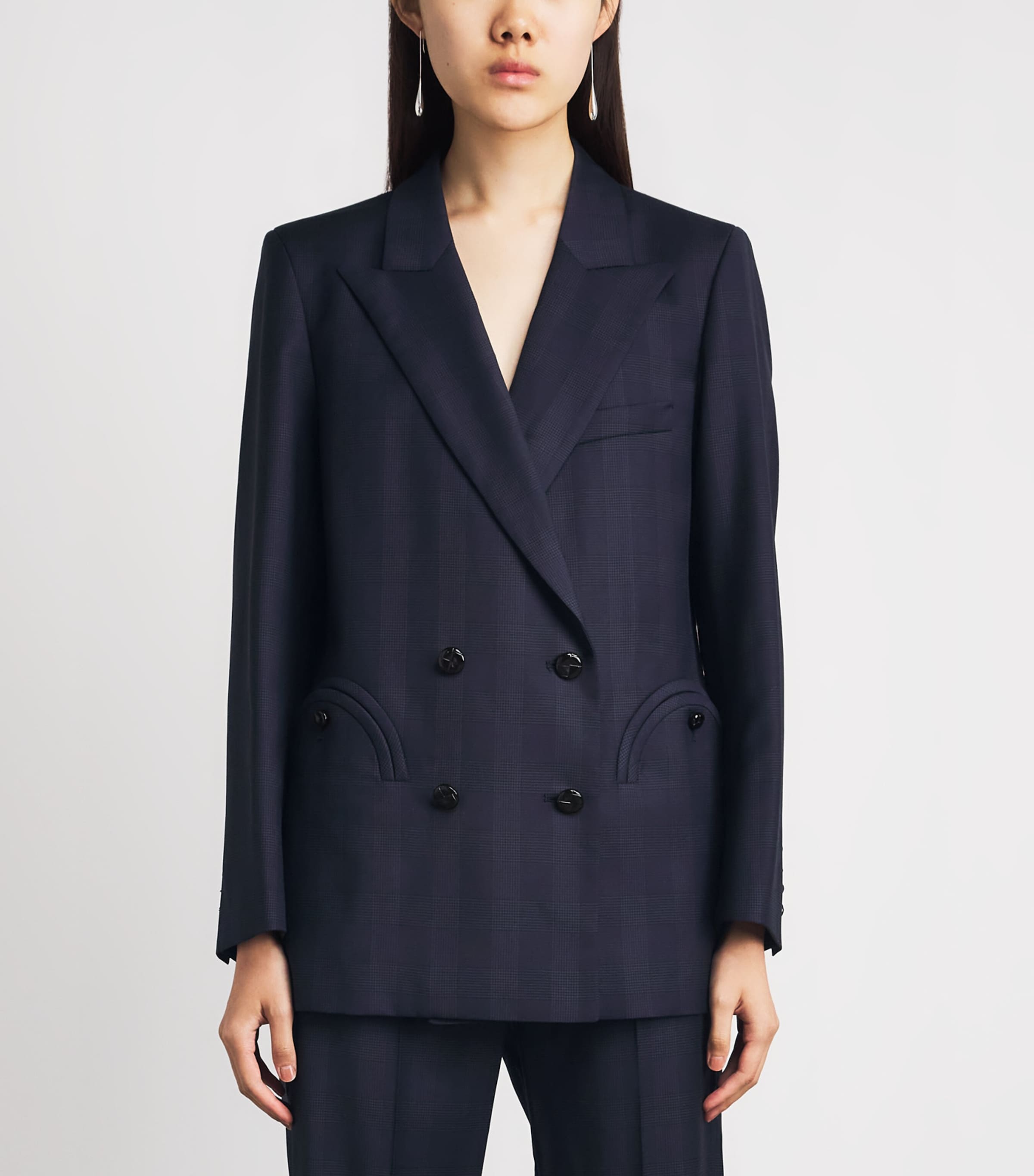 Blazé Milano Womens Virgin Wool Aramis Everynight Double-Breasted Blazer Navy Image 4