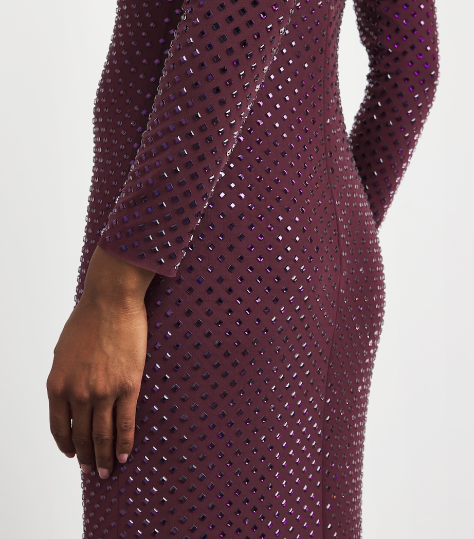 Crystal Long-Sleeve Maxi Dress BURGUNDY Image 4