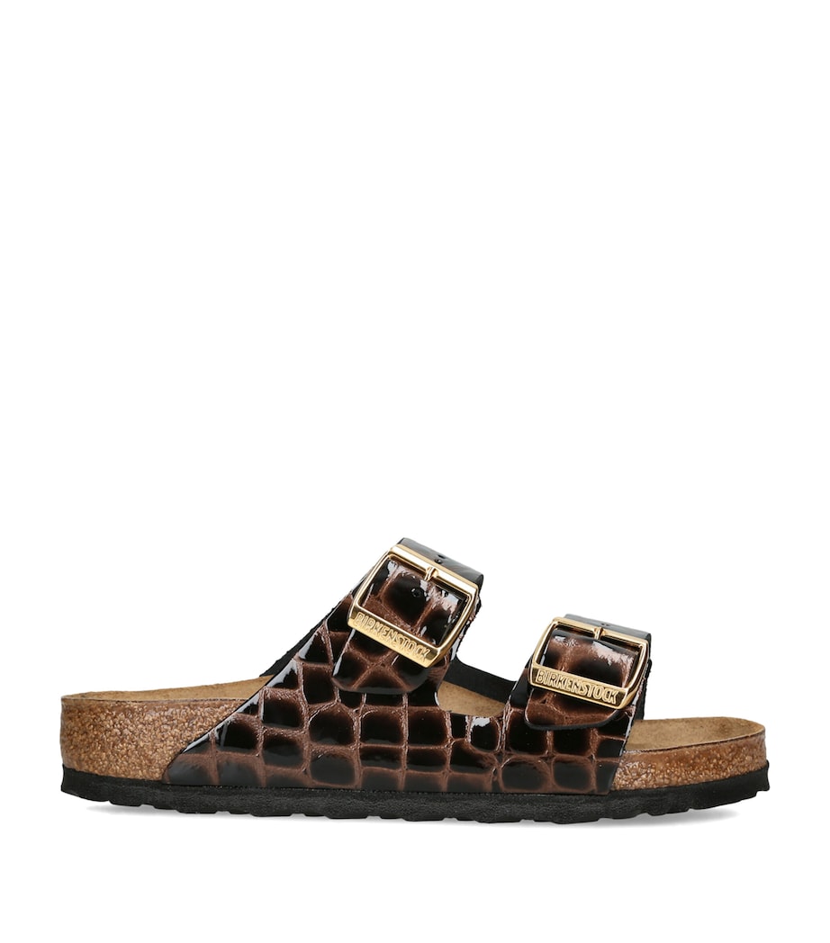 Birkenstock Leather Croc-Embossed Arizona Sandals (Regular Fit) Black Image 1
