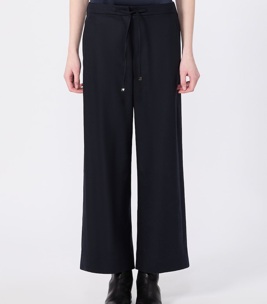 Max Mara Womens Wool-Blend Drawstring Trousers Midnightblue Image 3