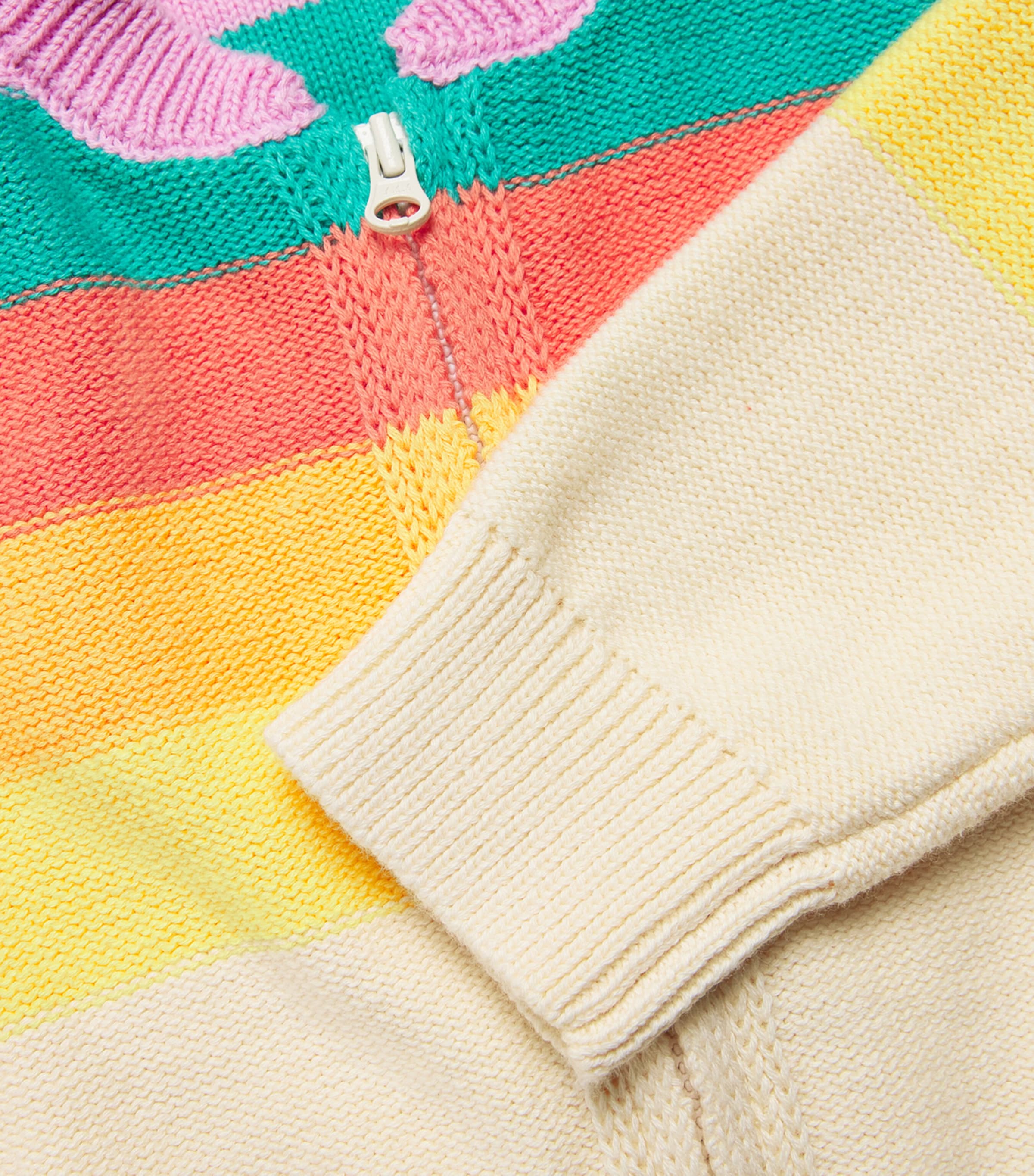 Organic Cotton Striped Cardigan (0-24 Months) PINK RAINBOW Image 3