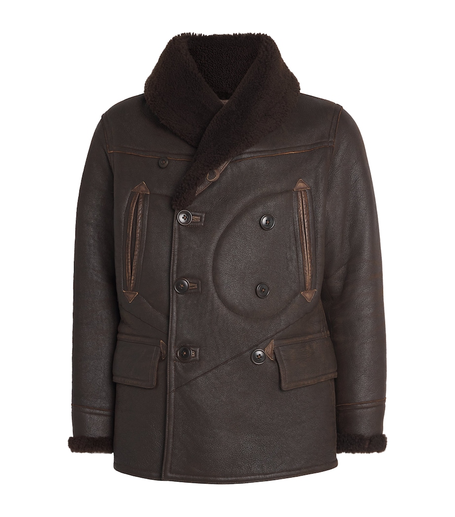 Leather-Shearling Aviator Coat BROWN Image 1