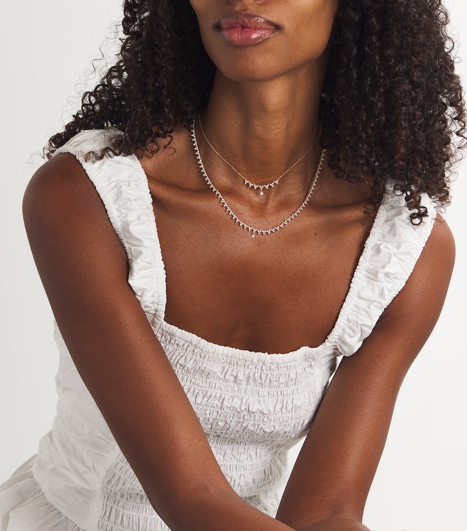 Yellow Gold and Diamond Triangle Tennis Necklace YELLOW GOLD Image 4