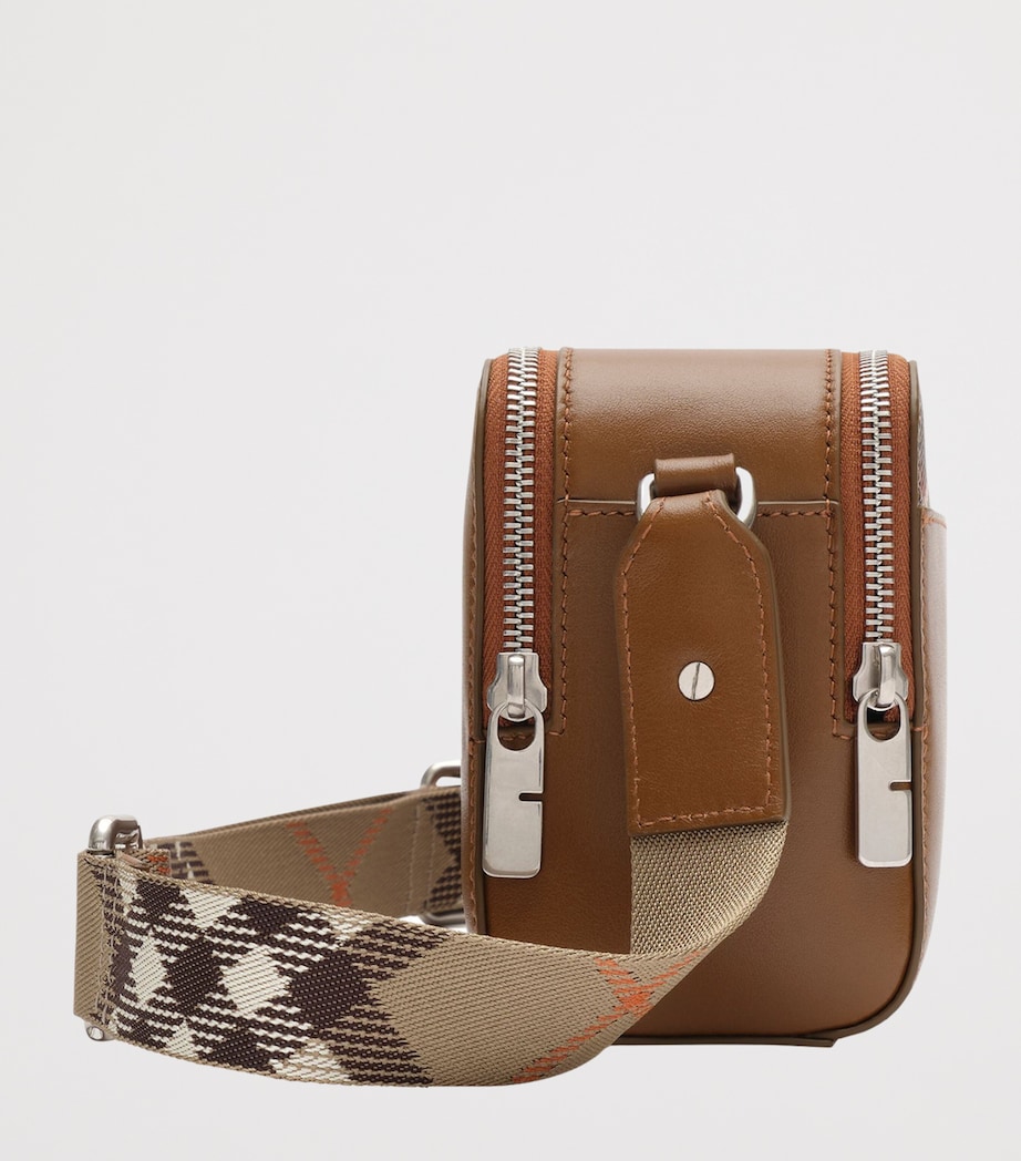 Burberry Leather Check Pop Cross-Body Bag Finch Brown/hazel Image 3
