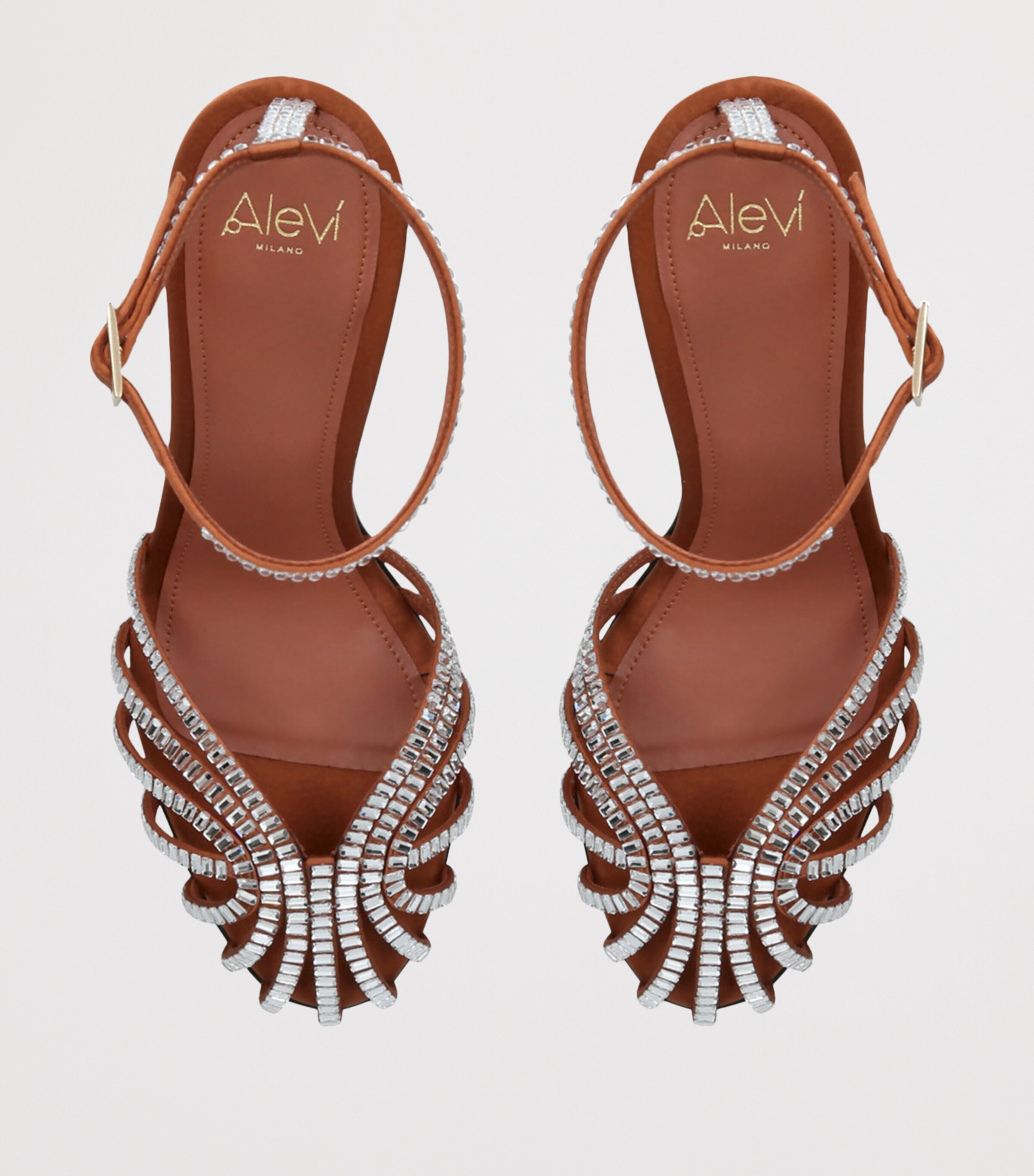 Alevì Satin Penelope Xtal Heeled Sandals 95 Rust Image 4
