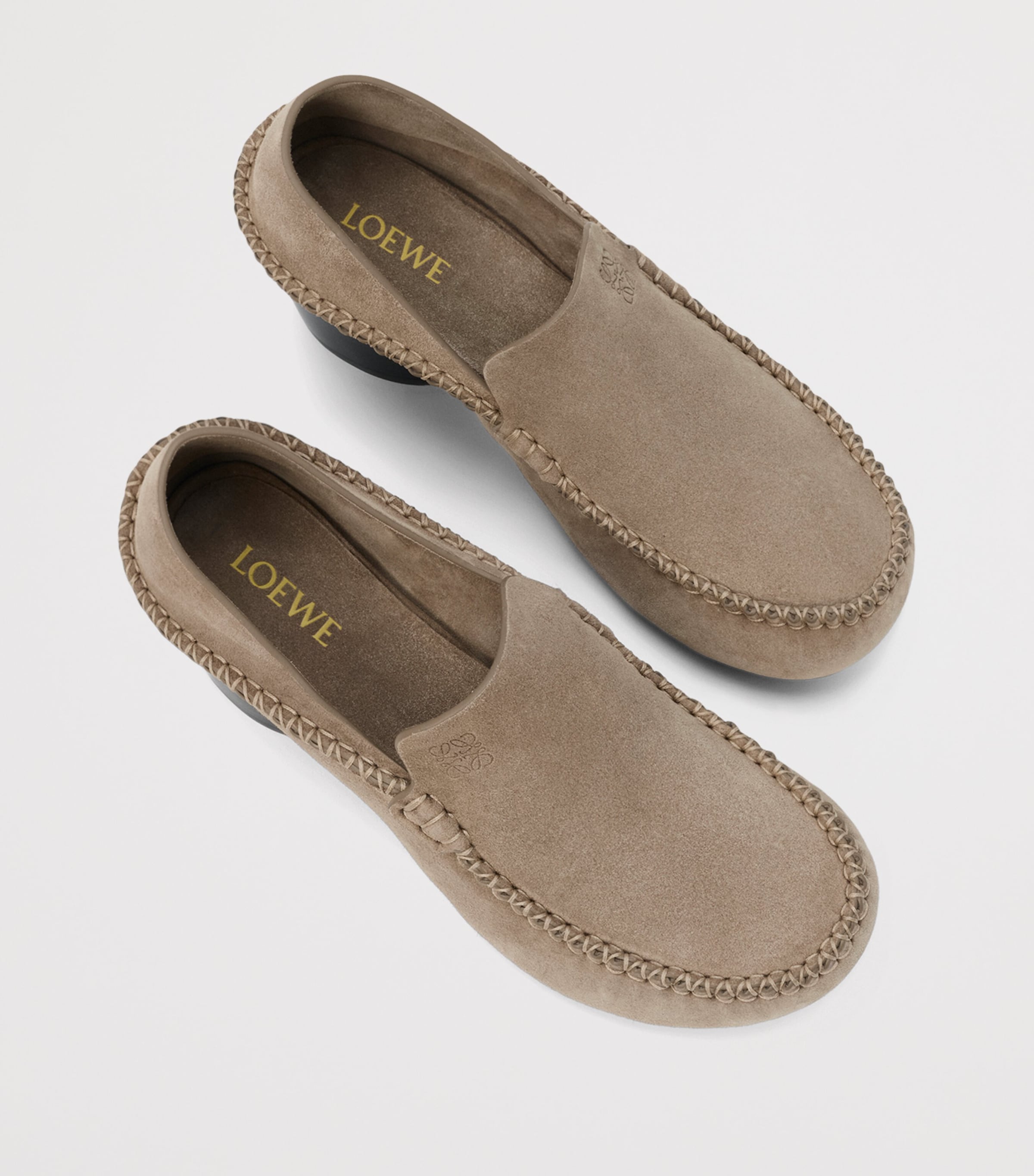 LOEWE Leather Oval Heeled Loafers 45 Hazelnut Image 3