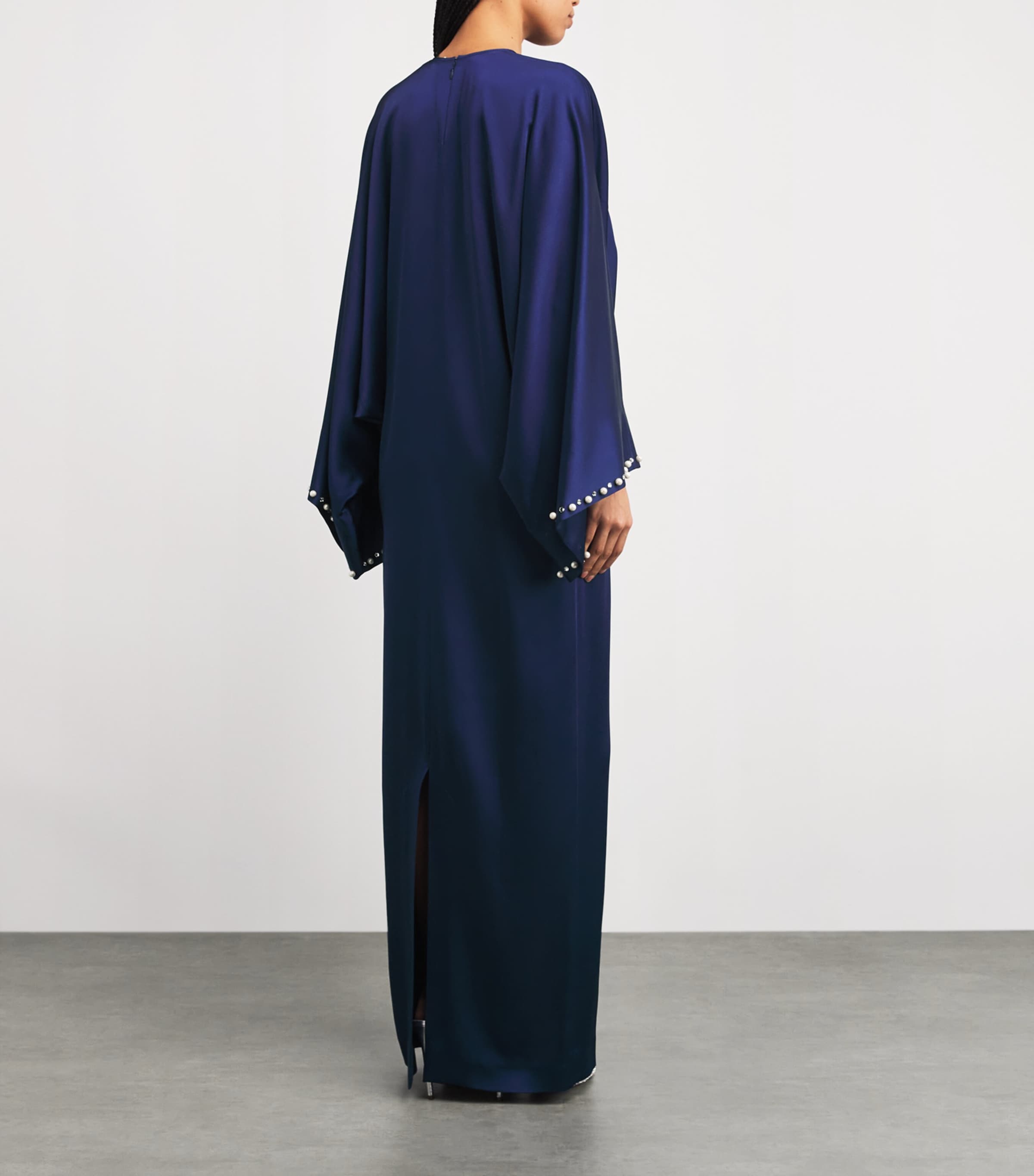 Satin Faux Pearl-Detail Maxi Dress 4000 NAVY Image 3