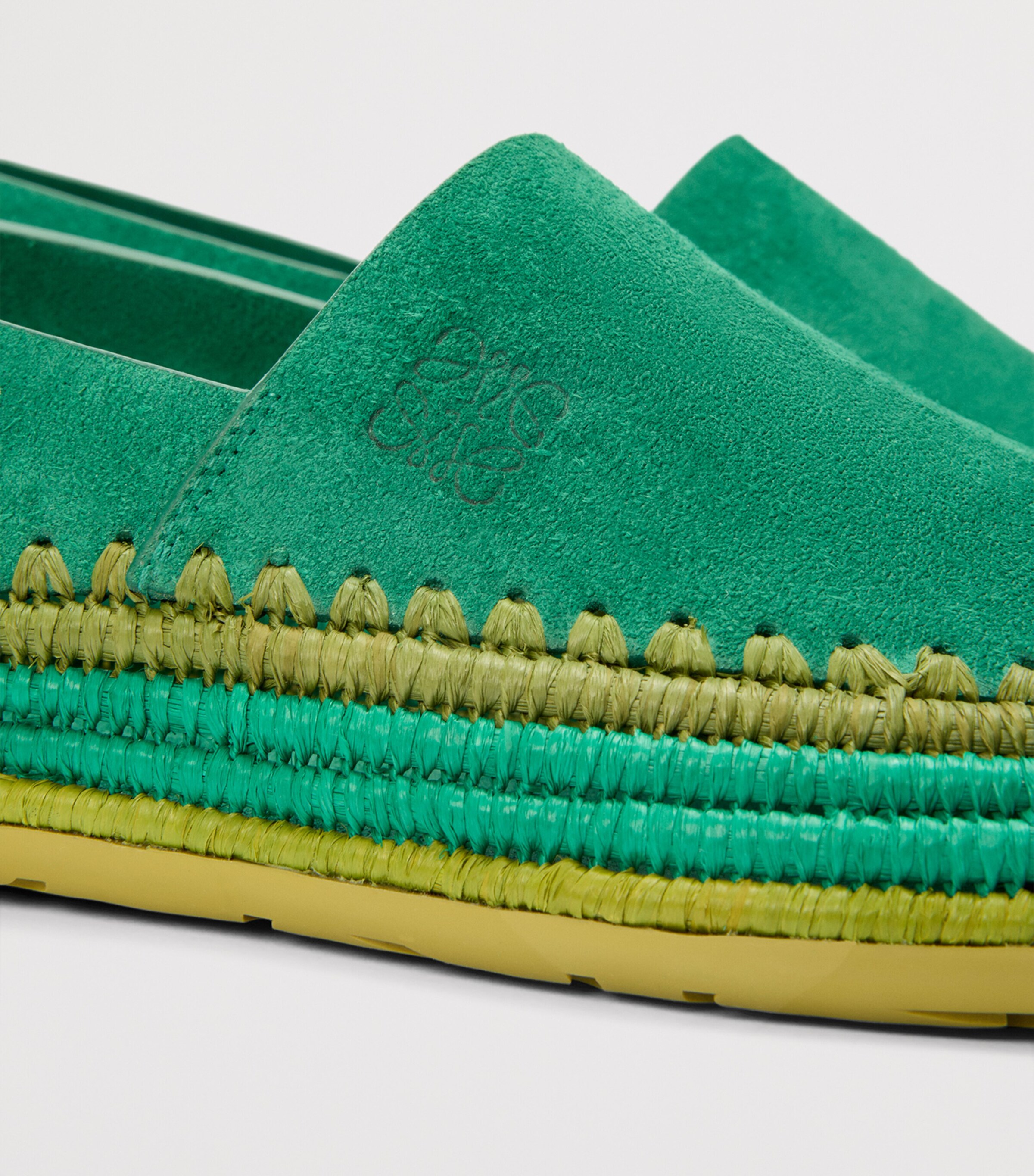 LOEWE x Paula's Ibiza Suede Raffia-Trim Rio Slippers