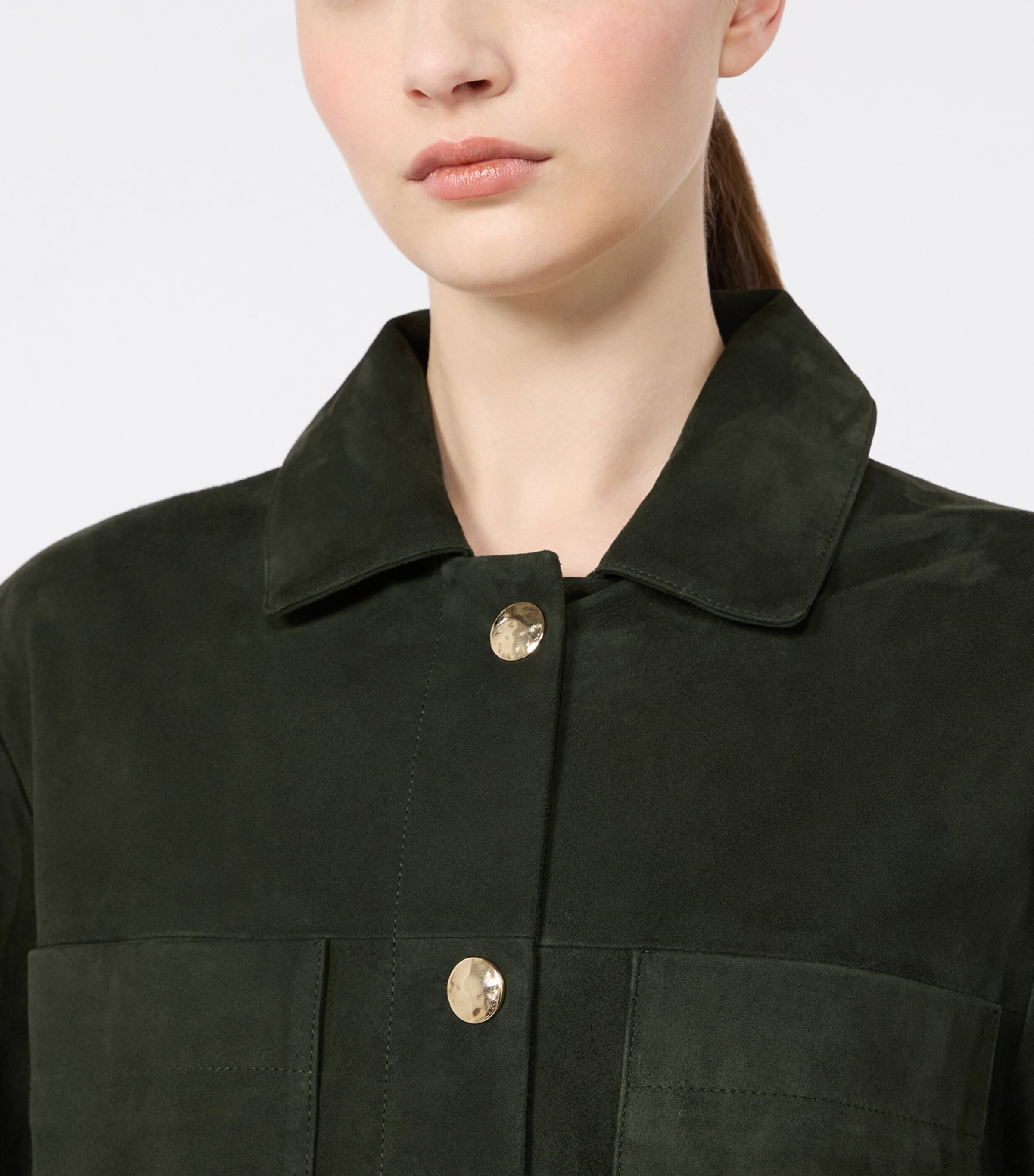Max Mara Womens Suede Shirt Jacket Green Image 6
