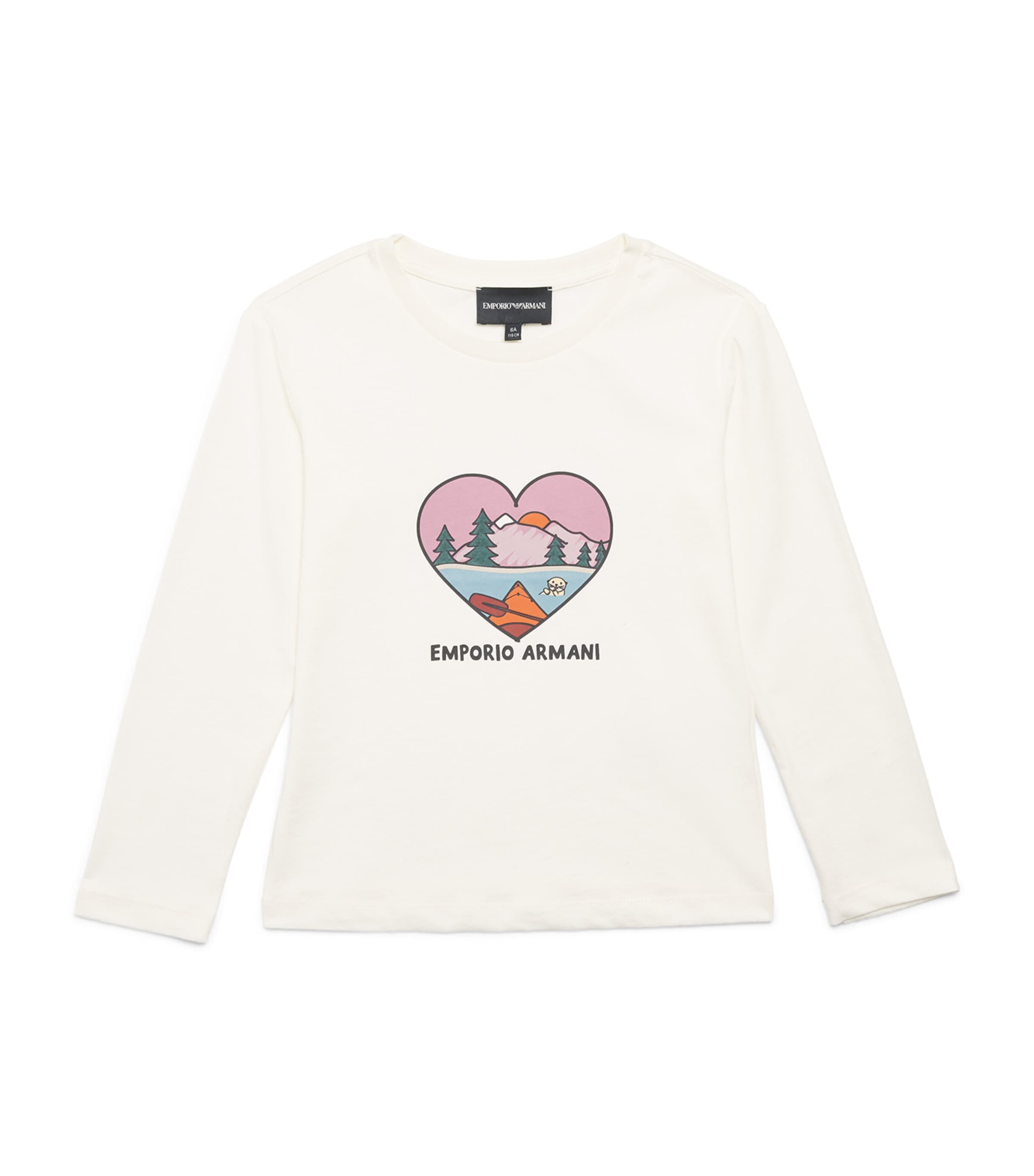 Emporio Armani Cotton Forest Heart Print T-shirt In White