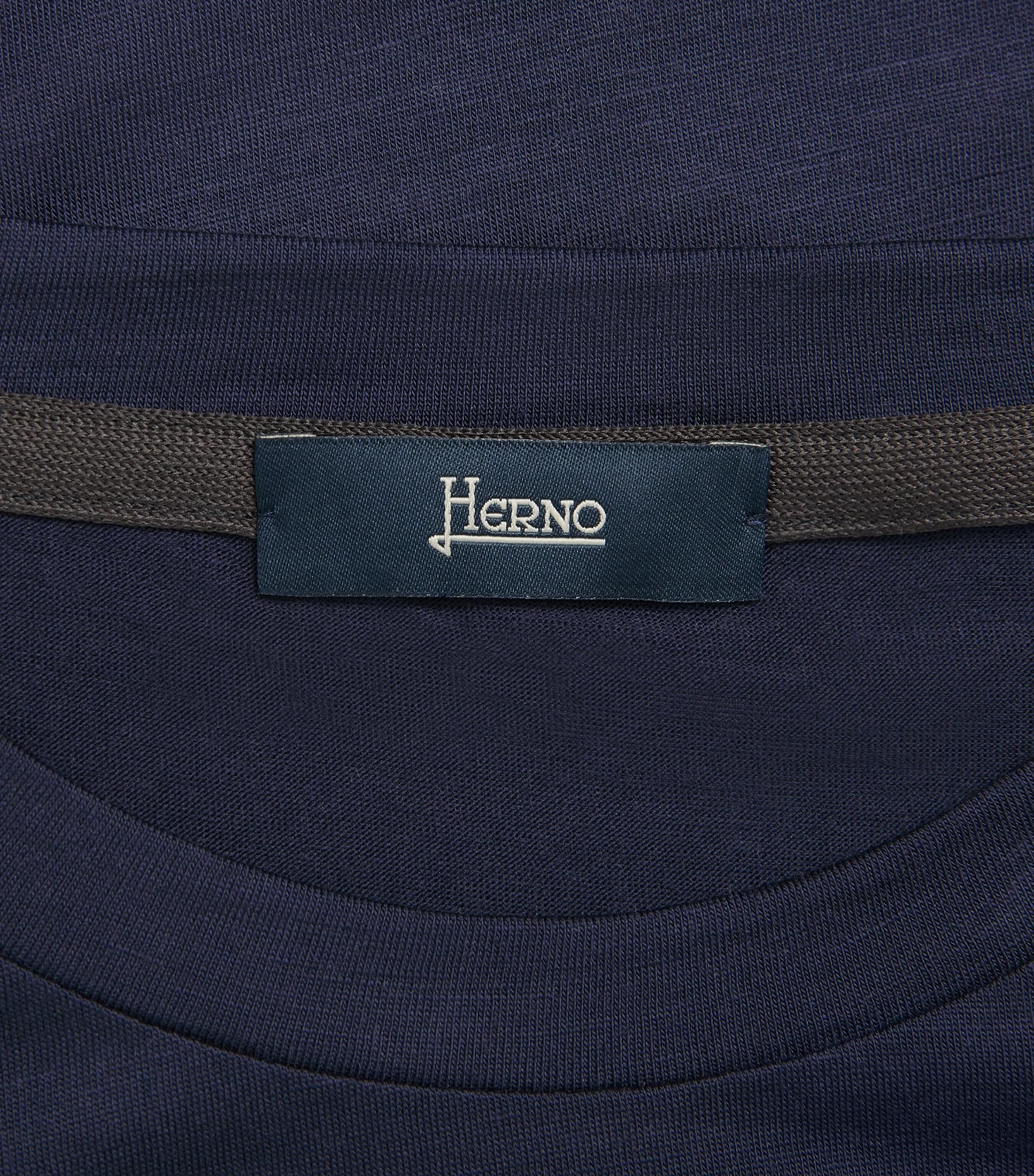 Herno Mens Wool Logo T-Shirt Blu Navy Image 6