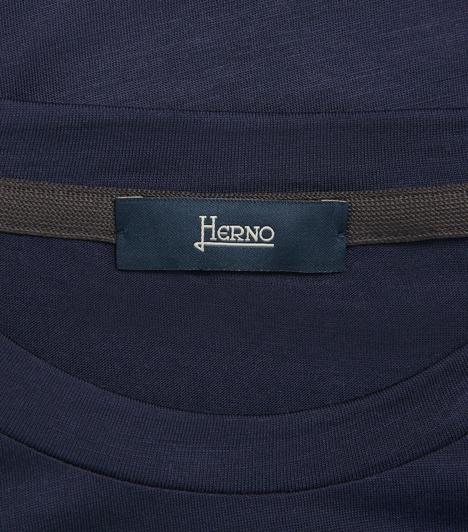 Herno Mens Wool Logo T-Shirt Blu Navy Image 6