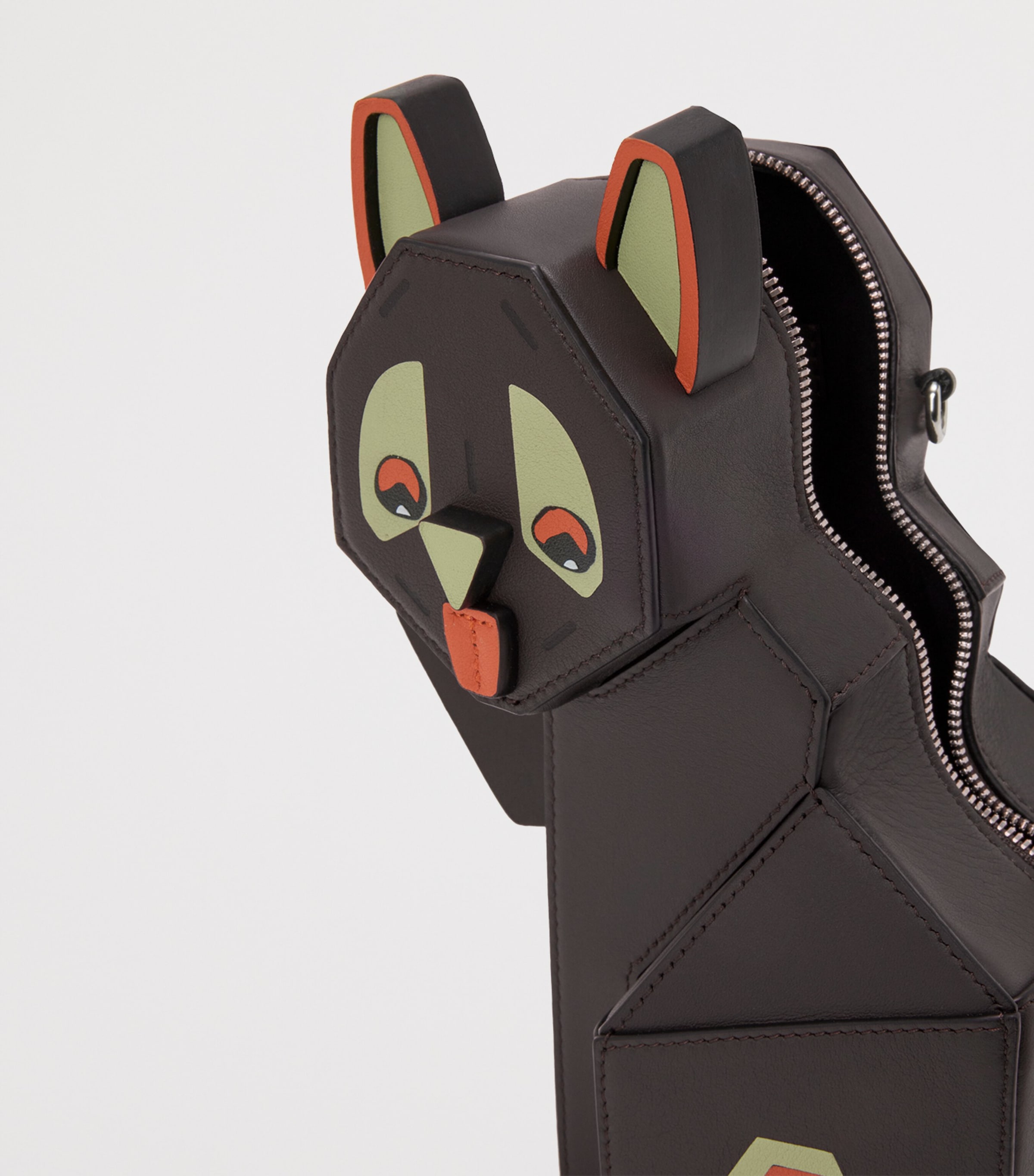 x Louis Wain Leather Futurist Cat Clutch DARK TAUPE Image 5