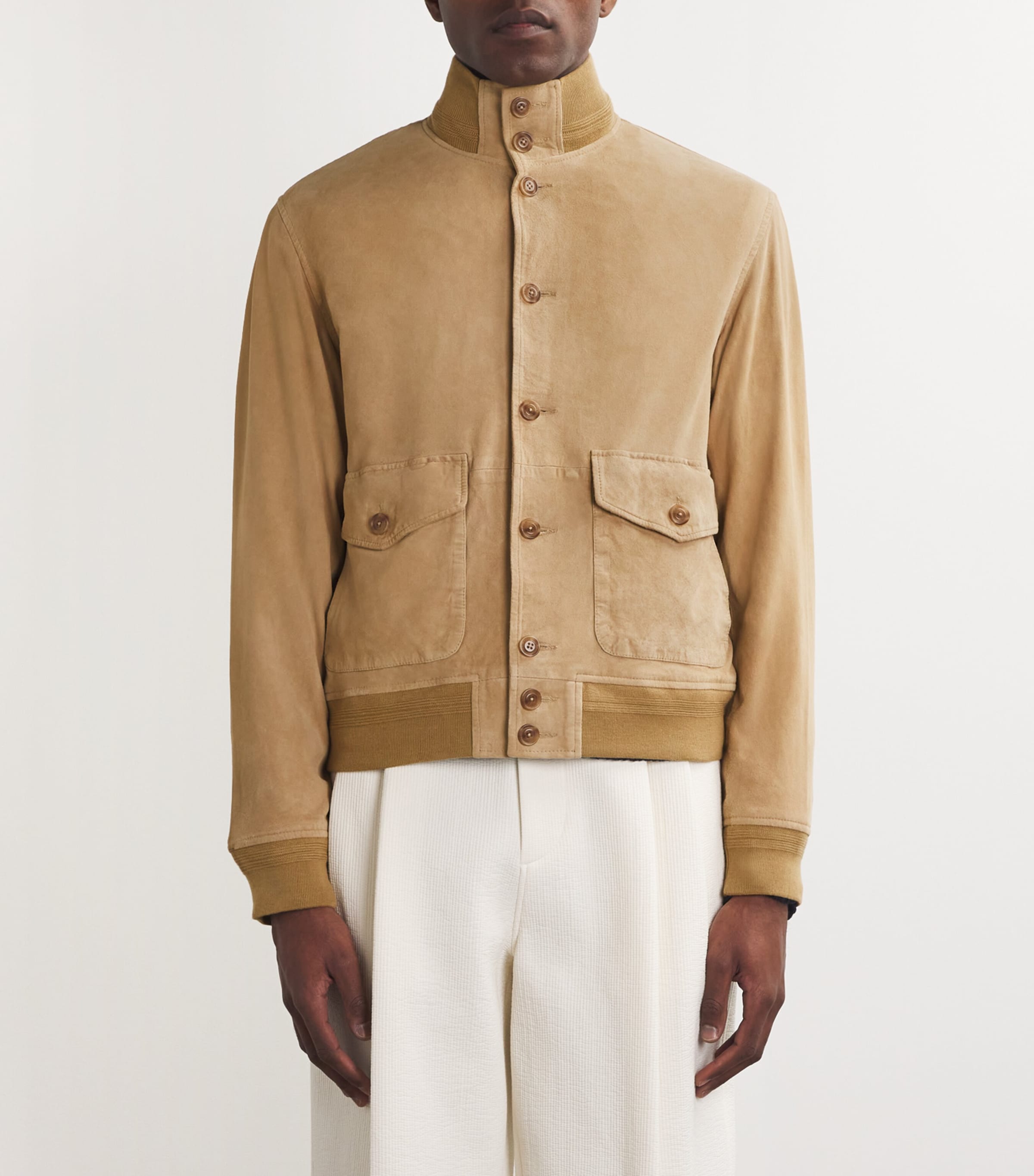Suede Bomber Jacket KHAKI Image 3
