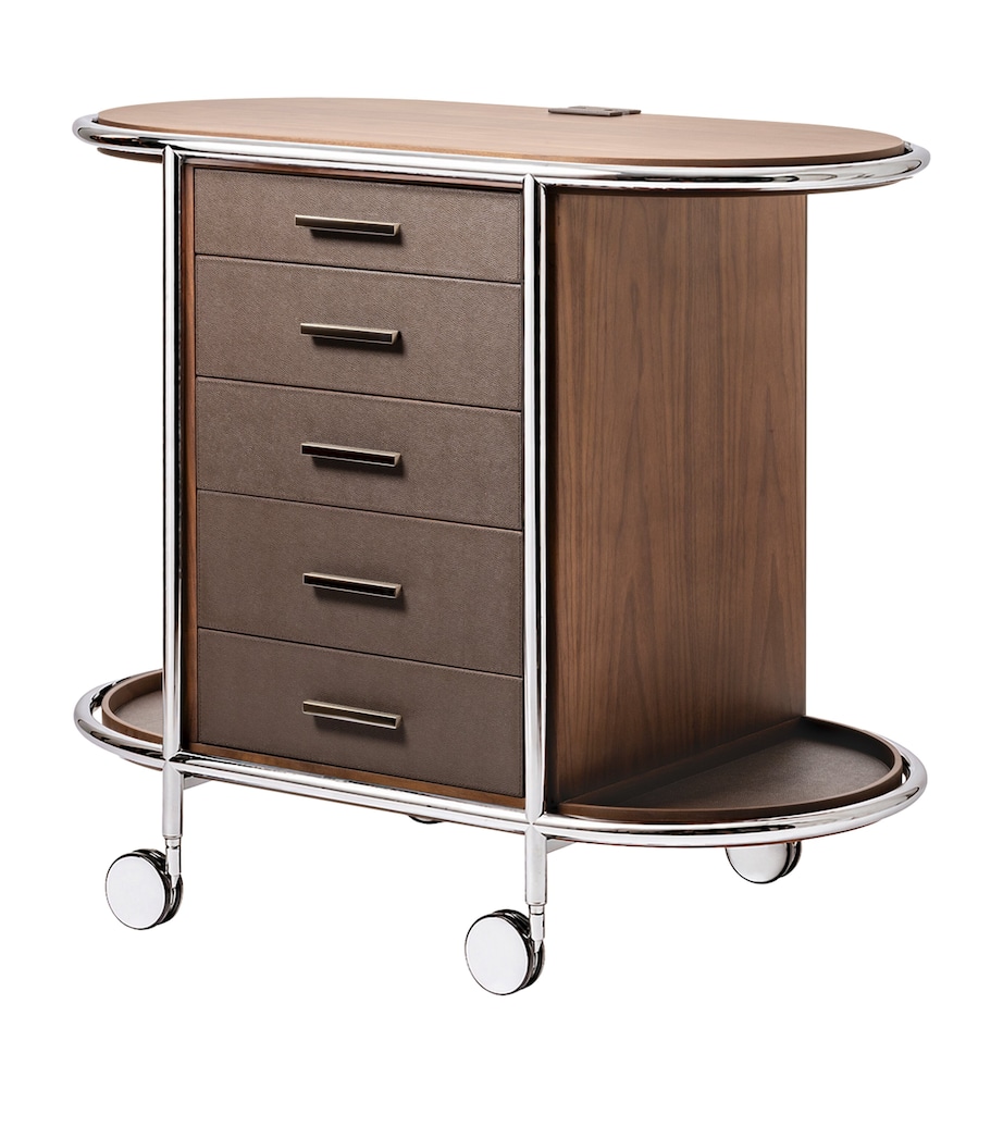 Giobagnara Leather and Walnut Arcade Tea and Coffee Cart Walnut Nappa Chm Image 1