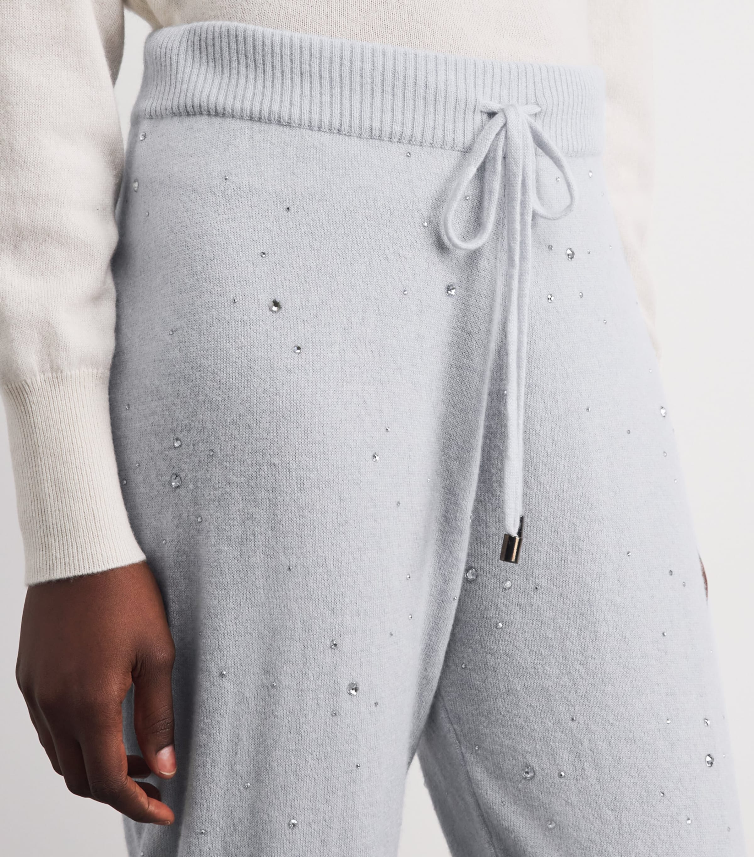 William Sharp Womens Cashmere Crystal-Embellished Sweatpants Blue Mist Blue Shade Image 3