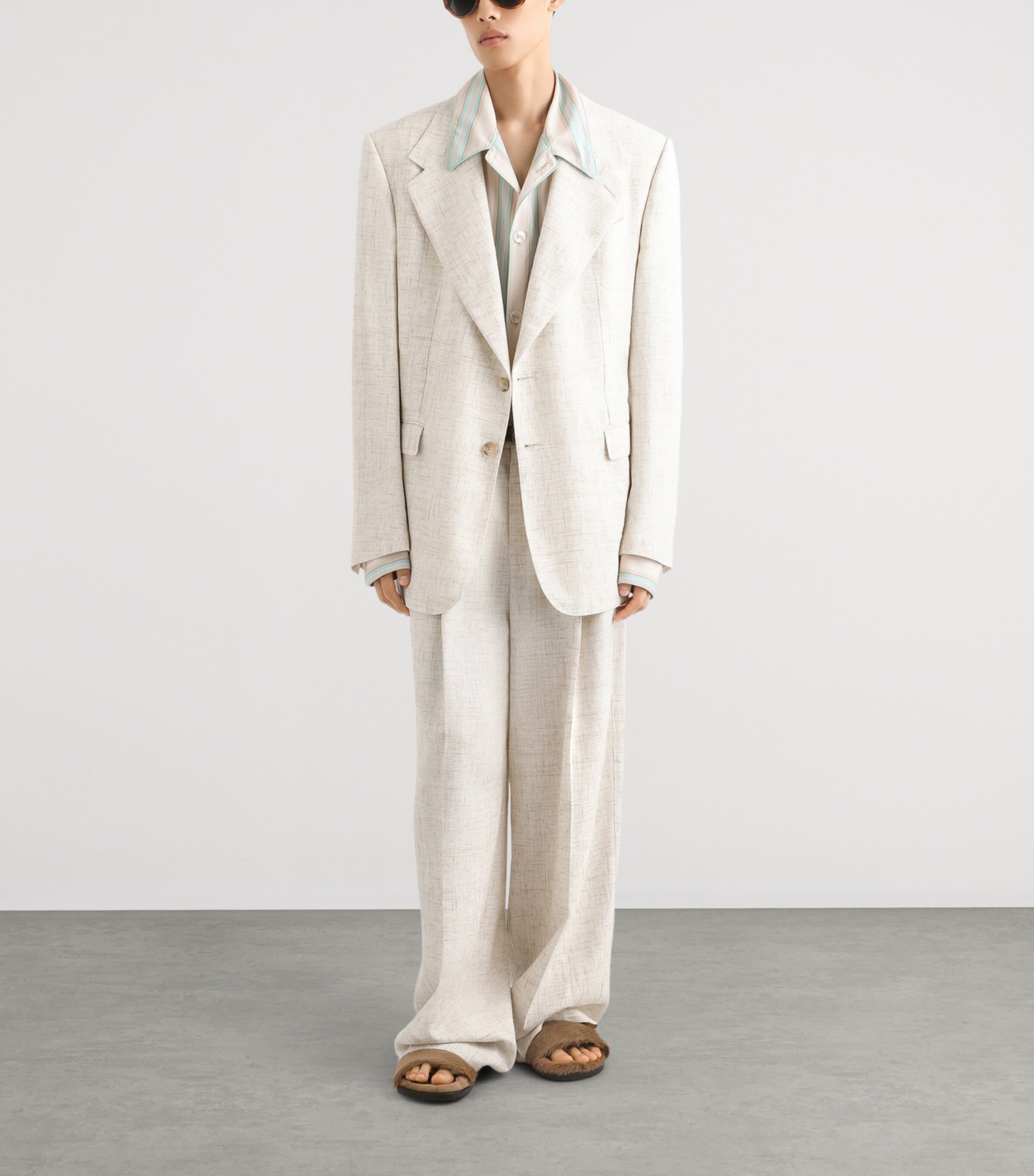 Dolce&Gabbana Mens Linen-Wool Tweed Blazer White Beige Ha Image 2