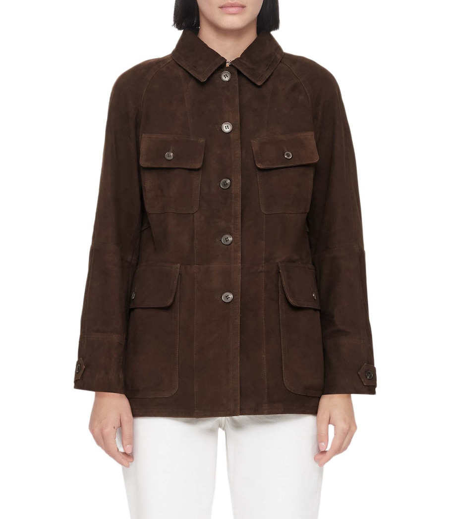 AllSaints Womens Suede Roiya Hunting Jacket Fango Brown Image 3