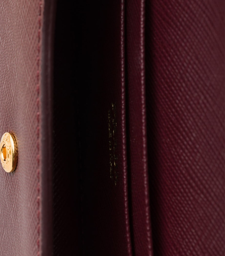 Prada Leather Card Holder with Strap Burgundy Image 4