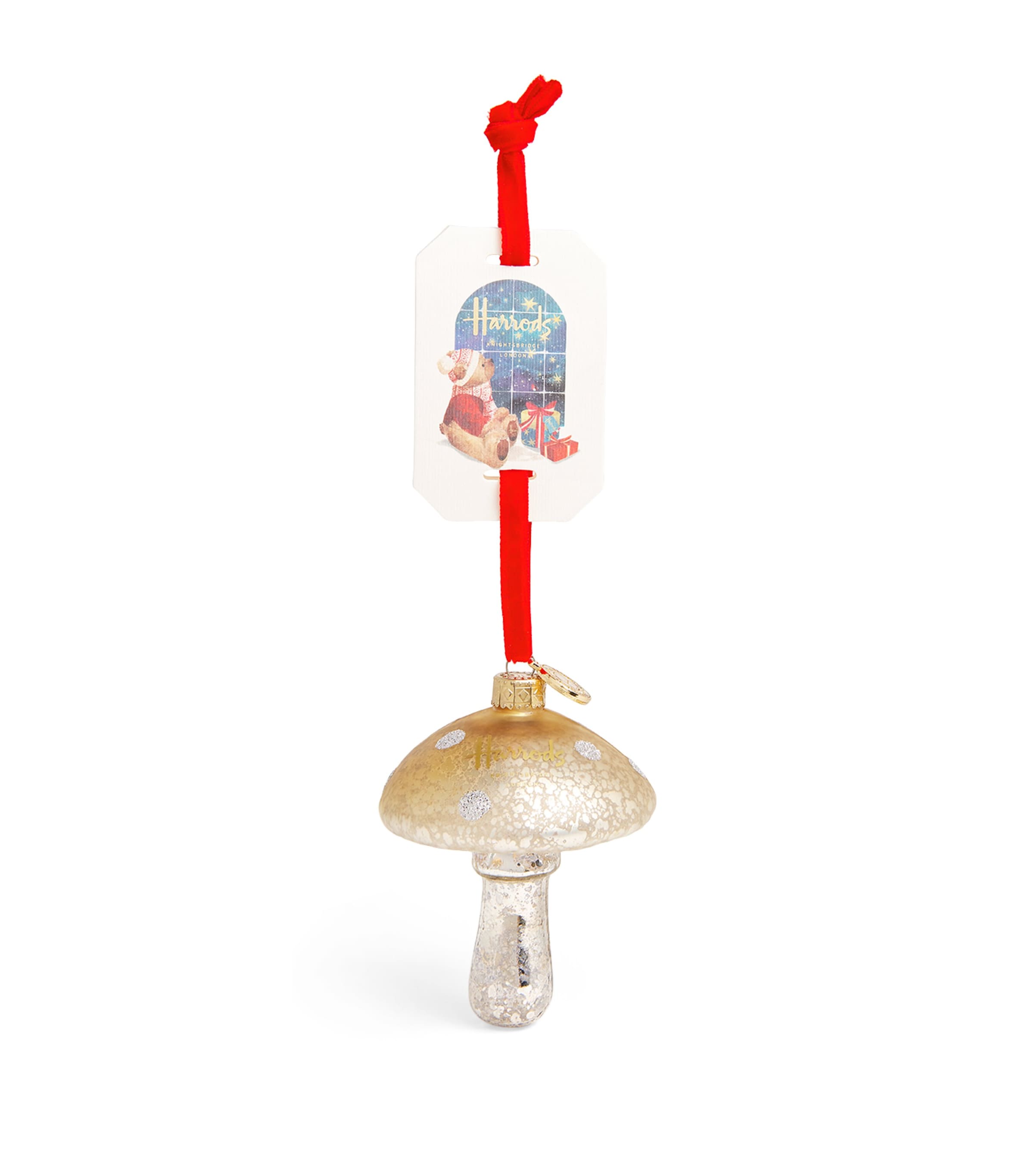 Harrods Glass Mushroom Tree Decoration In Gold