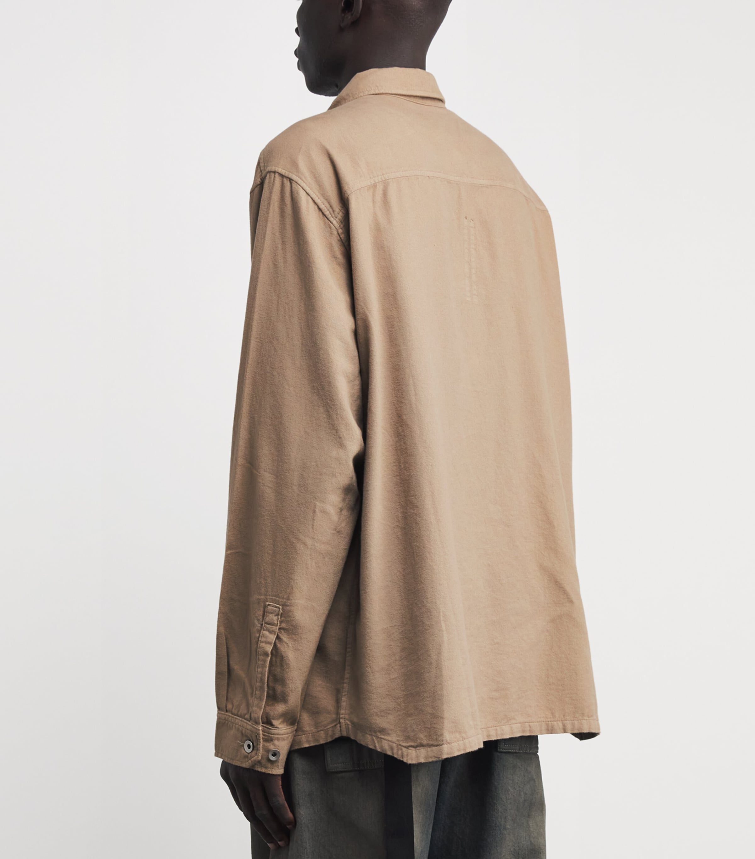 Rick Owens Mens Organic Cotton Jumbo Overshirt Dirty Pearl/ Image 4