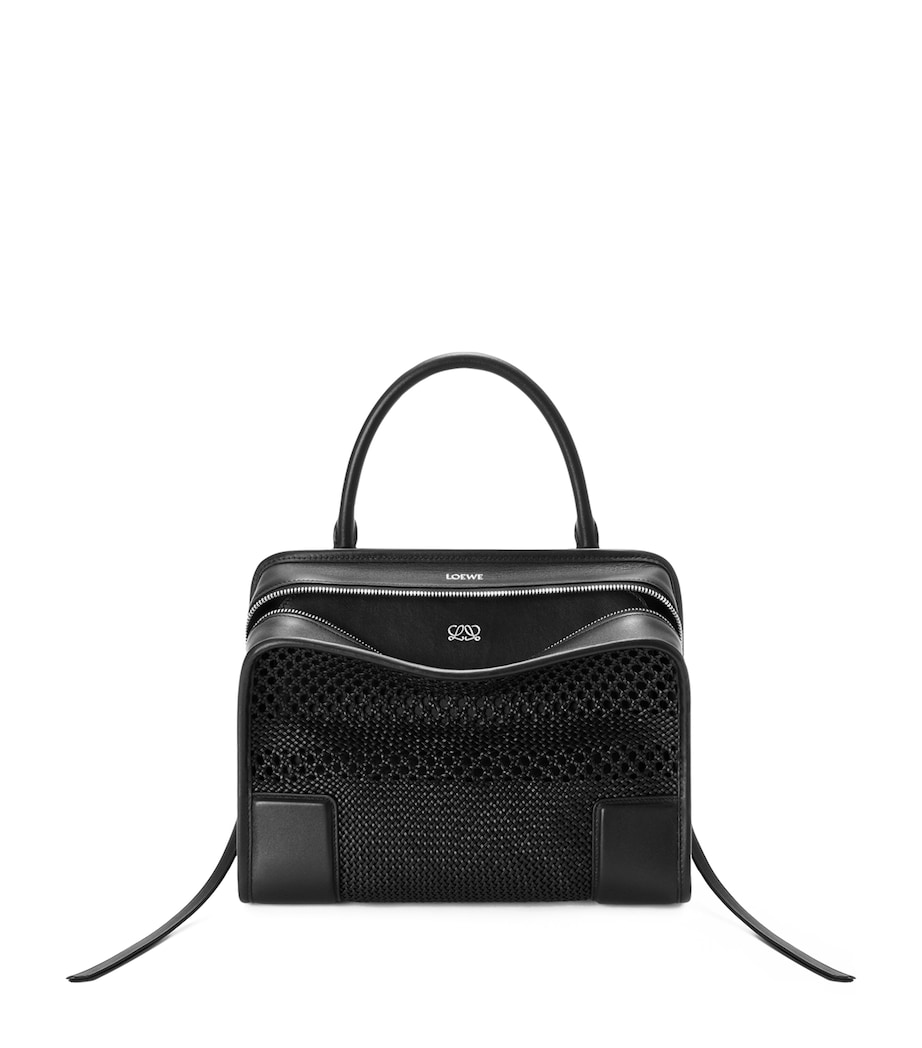 LOEWE Medium Woven Leather Amazona 180 Top-Handle Bag Black Image 1
