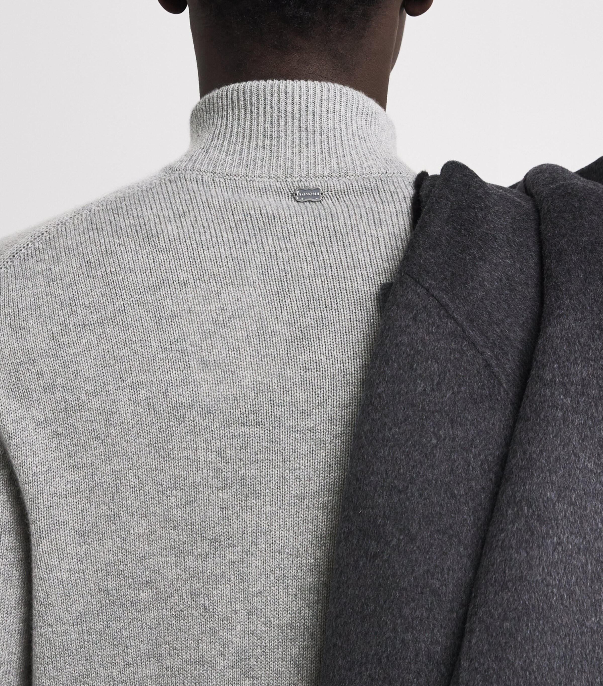 Agnona Mens Cashmere Quarter-Zip Sweater Grey Granite Image 6