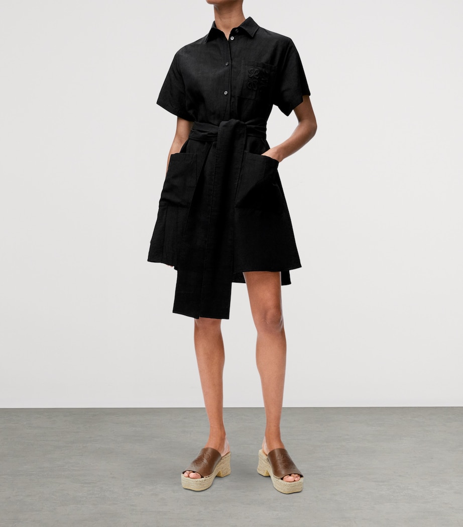 LOEWE Black x Paula's Ibiza Linen-Blend Mini Shirt Dress | Harrods US LOEWE Black x Paula's Ibiza Linen-Blend Mini Shirt Dress | Harrods US