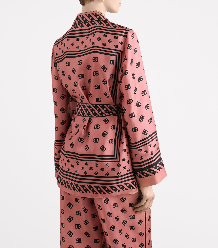 Silk Logo Print Shirt F0473-DARK POWDER PI Image 4