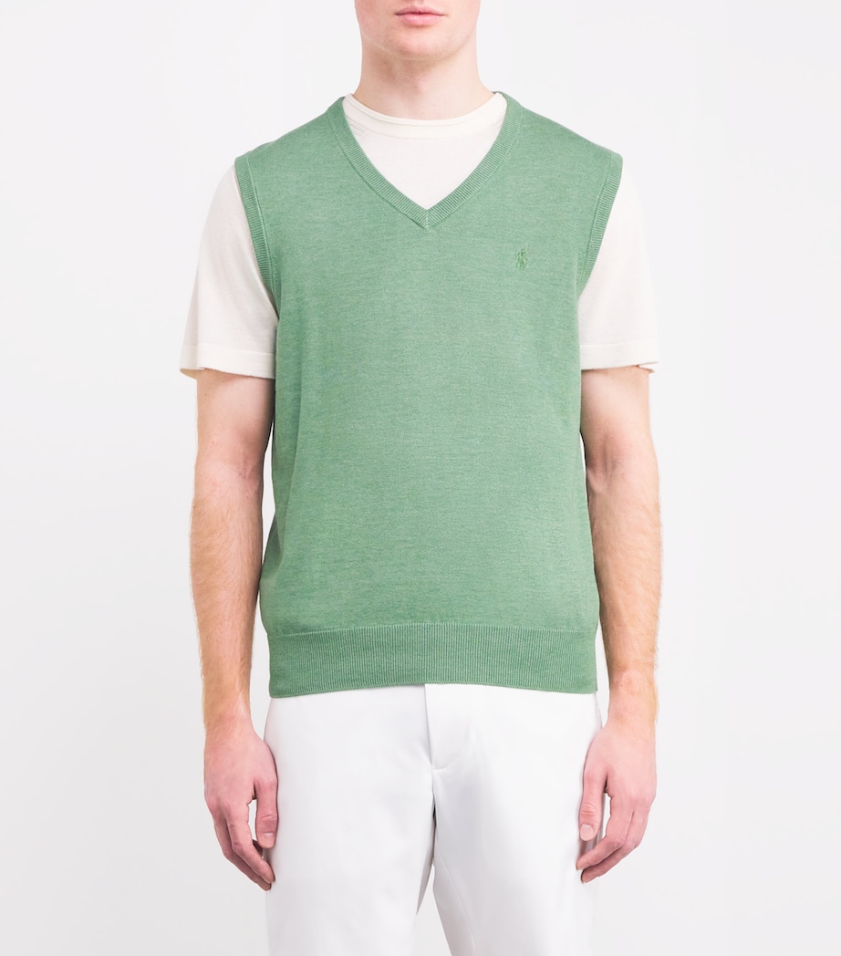 Cotton-Blend Polo Pony Sweater Vest FIELD OLIVE HEATHER Image 3