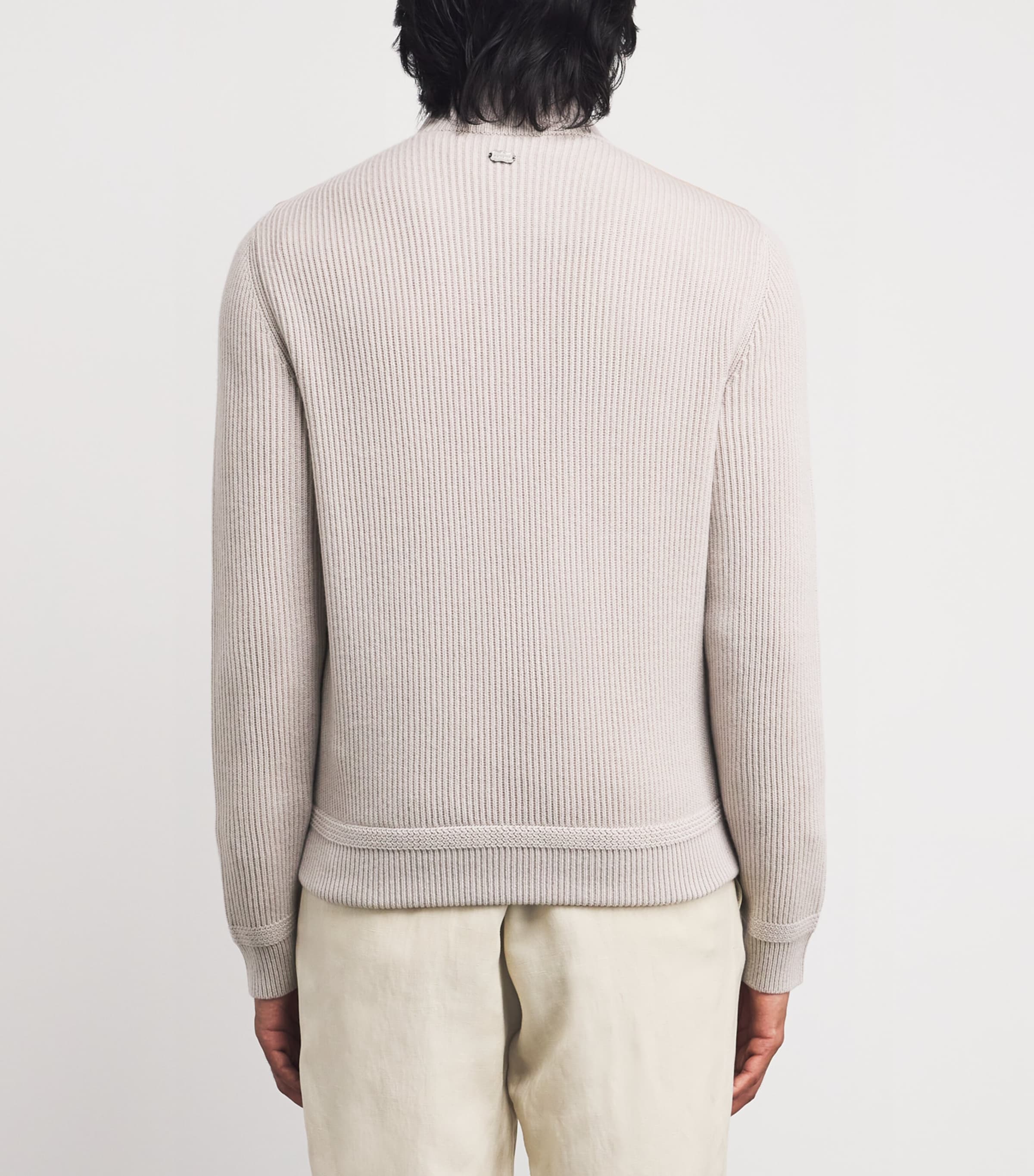 Agnona Mens Cashmere Suede-Front Bomber Jacket Beige Moon Image 4