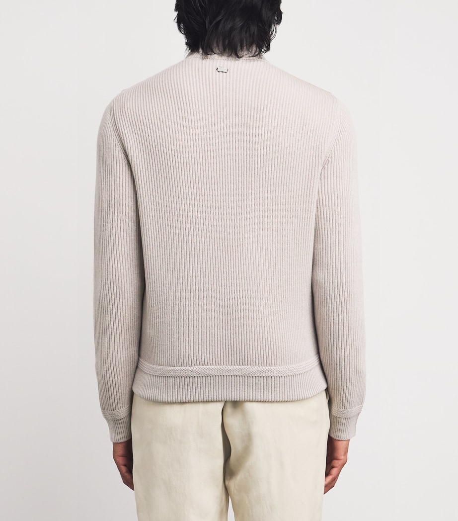 Agnona Mens Cashmere Suede-Front Bomber Jacket Beige Moon Image 4