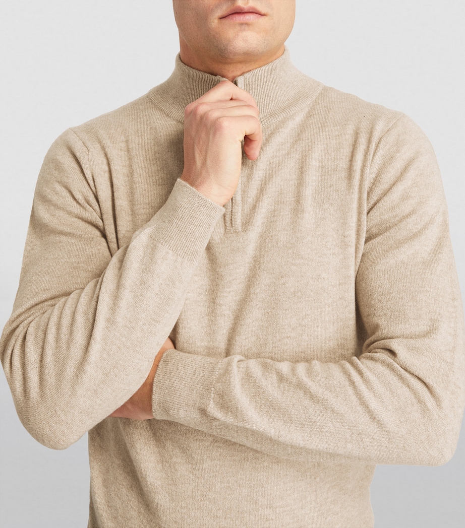 Cashmere Zip-Up Sweater OATMEAL MARL Image 6