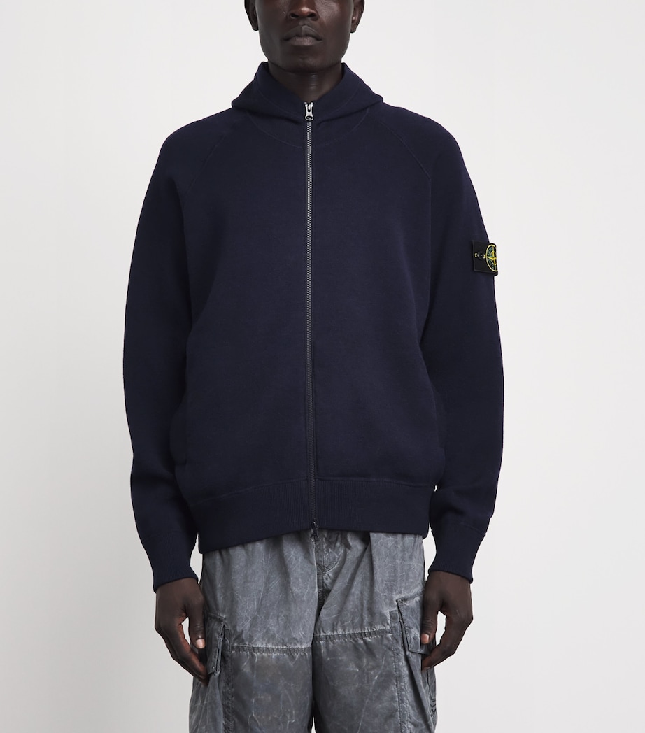 Stone Island Mens Virgin Wool-Blend Zip-Up Hoodie Image 4