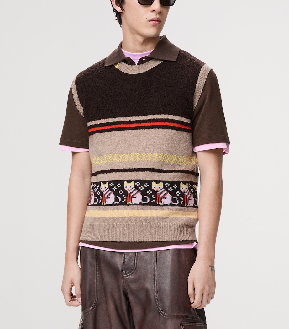 x Louis Wain Wool-Blend Futuristic Cat Sweater Vest BEIGE/MULTICOLOR Image 3