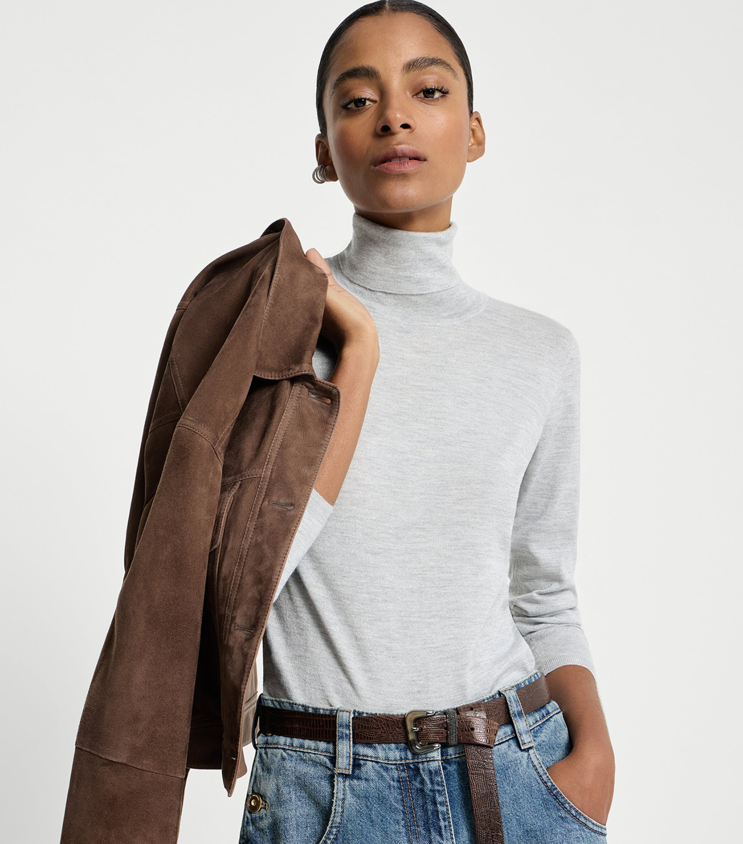 Brunello Cucinelli Womens Cashmere-Silk-Blend Rollneck Sweater Image 4