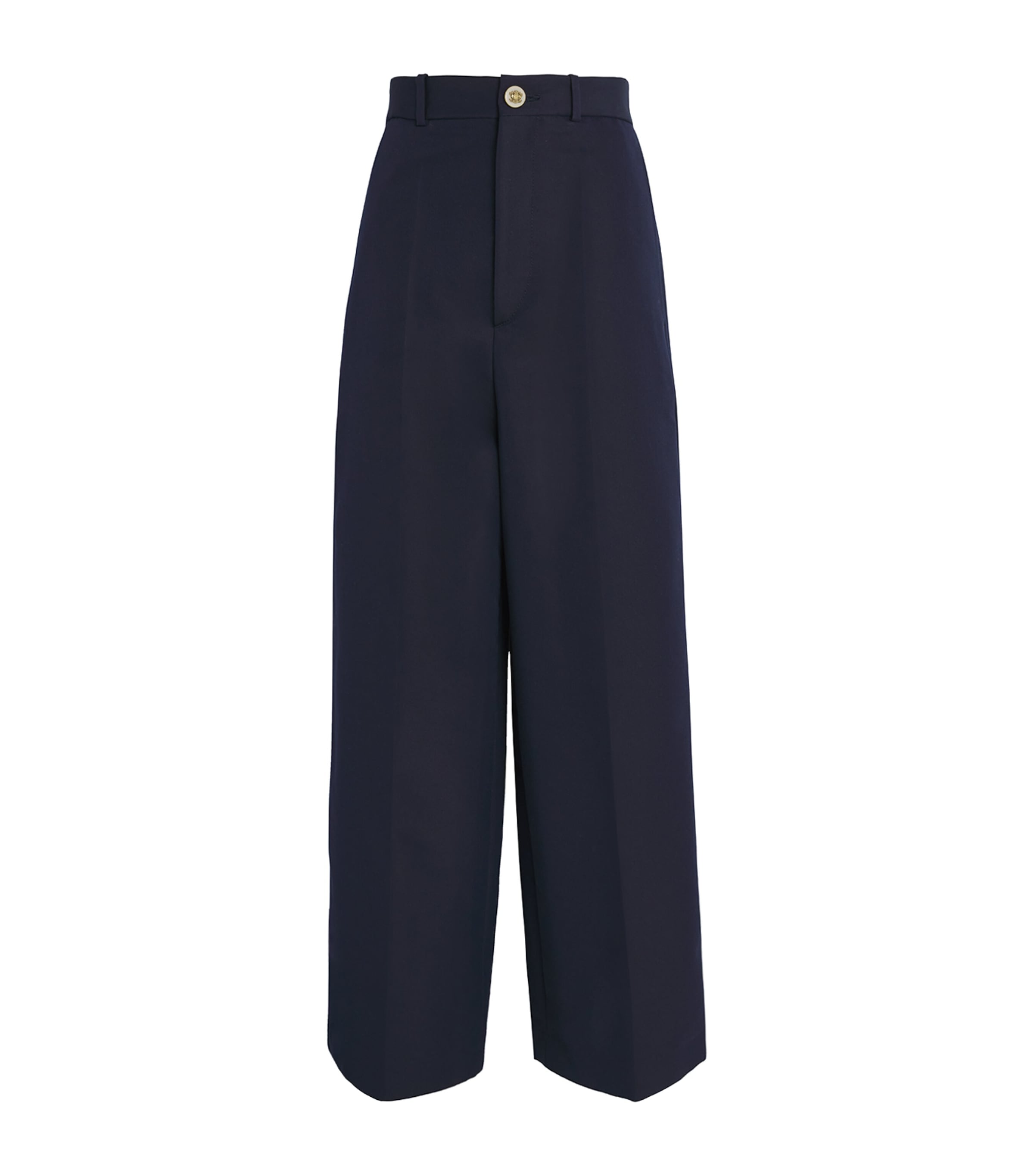 Sandro Cotton-blend Wide-leg Trousers In Blue