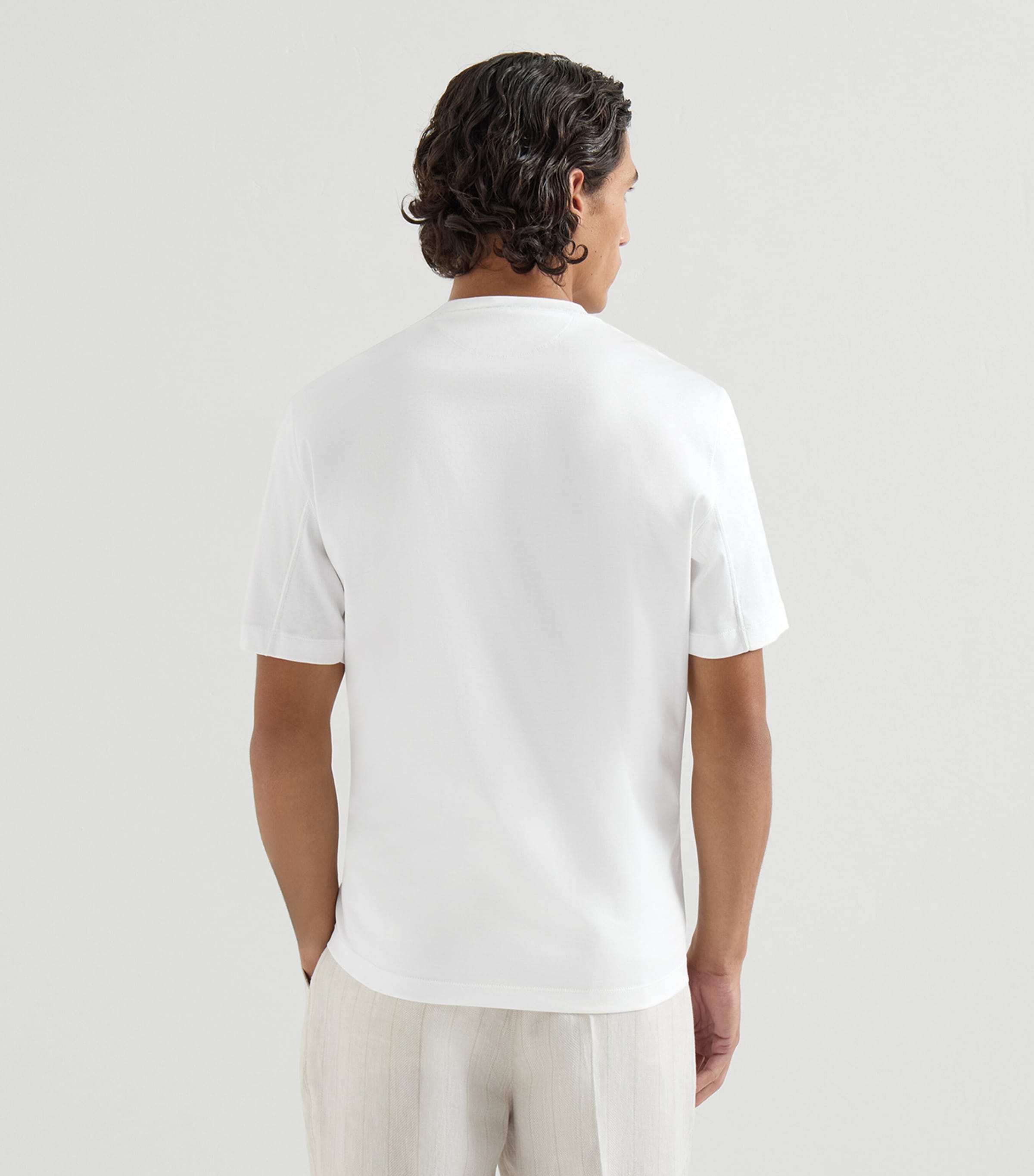 Brunello Cucinelli Mens Cotton Piped T-Shirt Image 5
