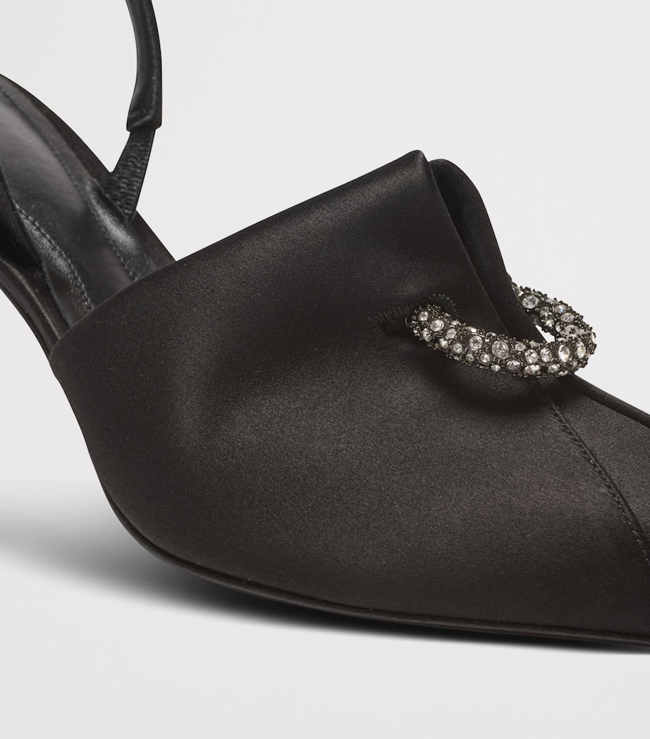 Satin Pierced Slingback Heeled Mules 75 0PA NOIR Image 5