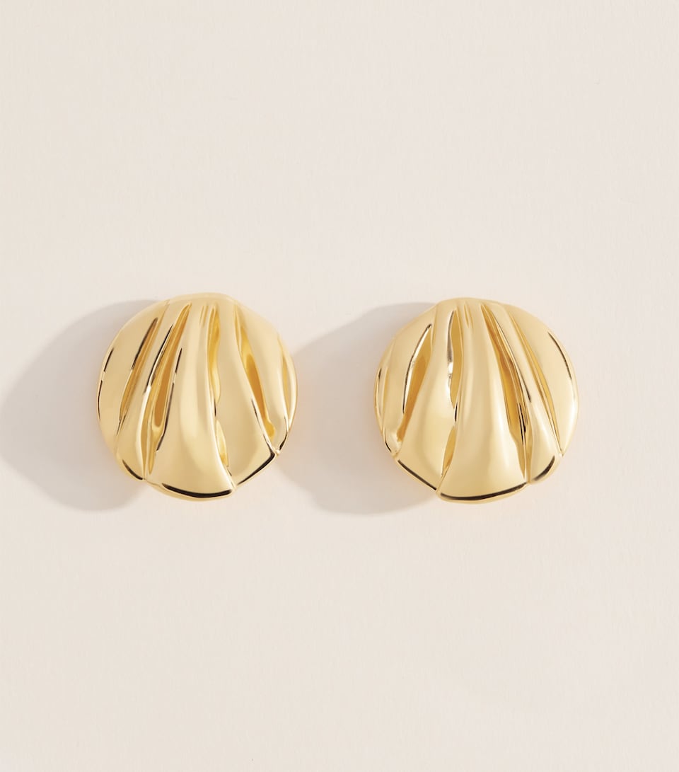 Chloé Pleats Clip-On Earrings Vintage Gold